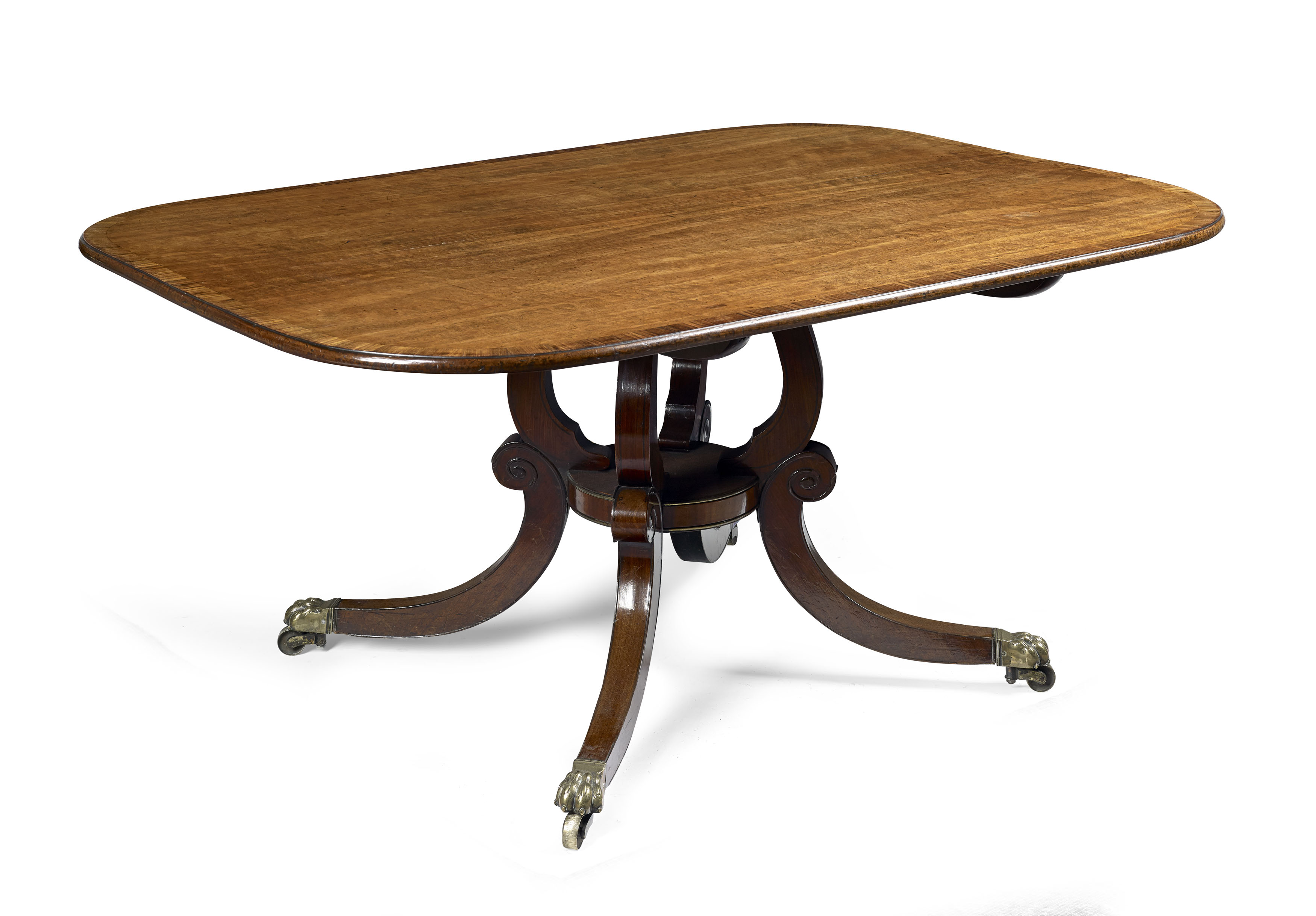 REGENCY MAHOGANY AND ROSEWOOD BREAKFAST TABLE