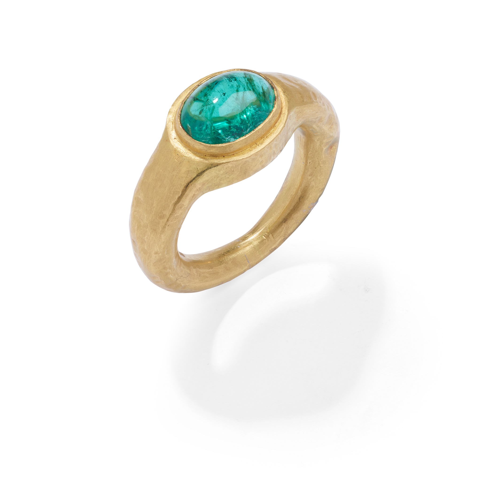 An emerald single-stone ring