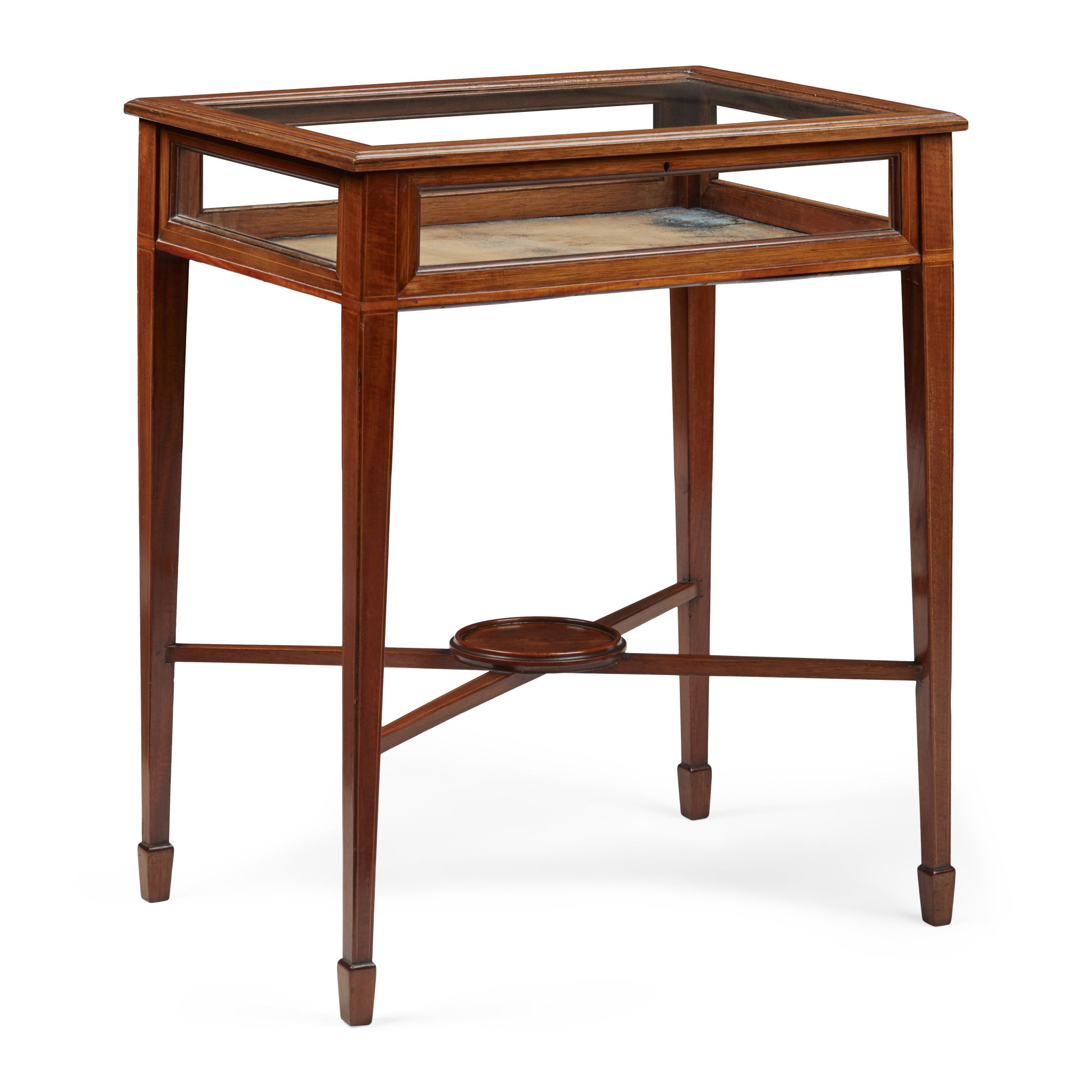 EDWARDIAN MAHOGANY BANDED VITRINE TABLE