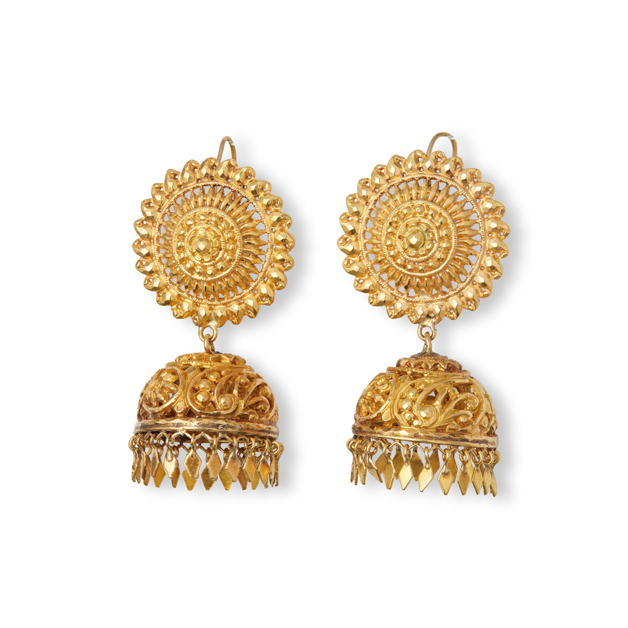 A pair of tassel pendent earrings
