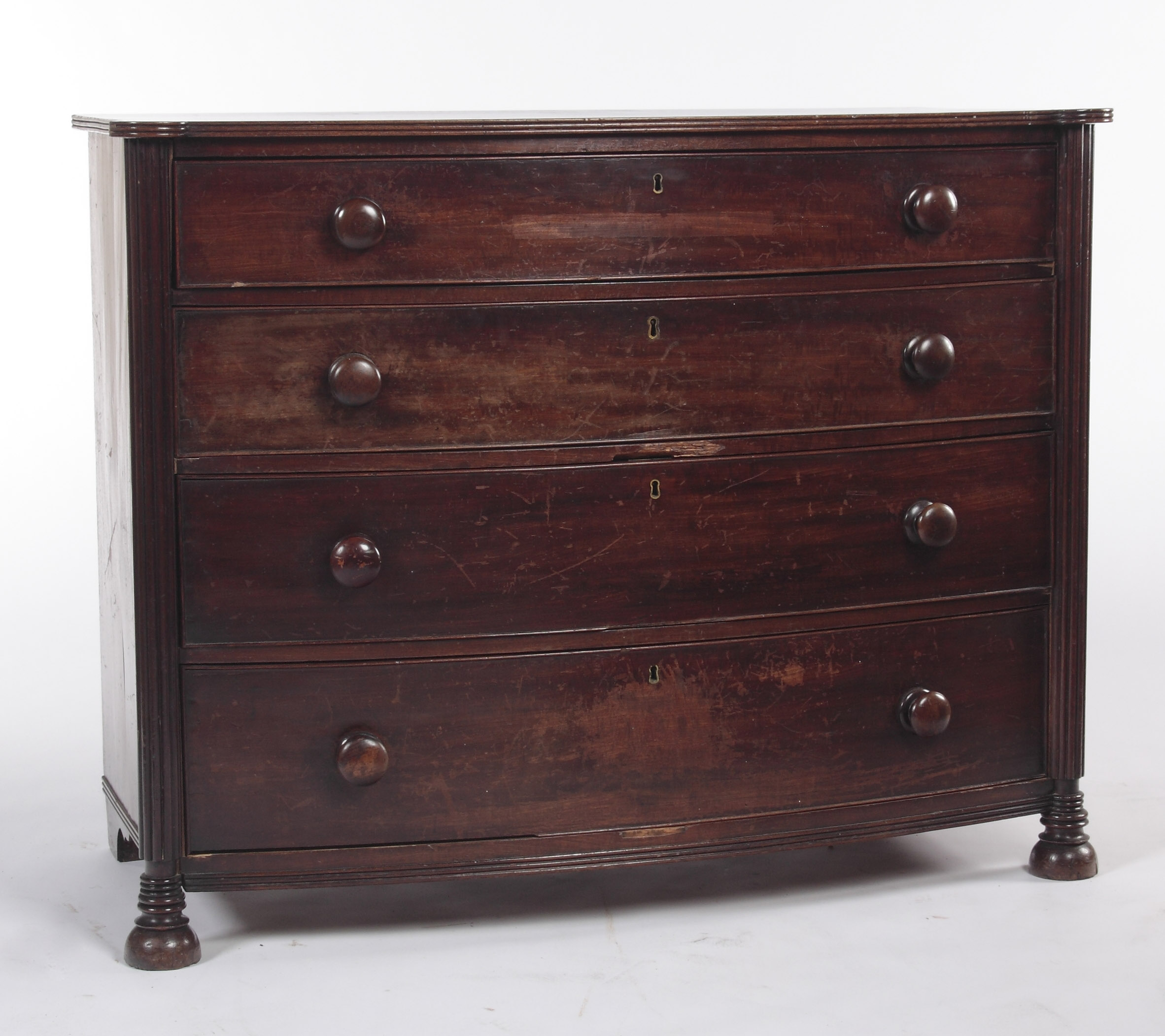 A Regency mahogany bow front chest