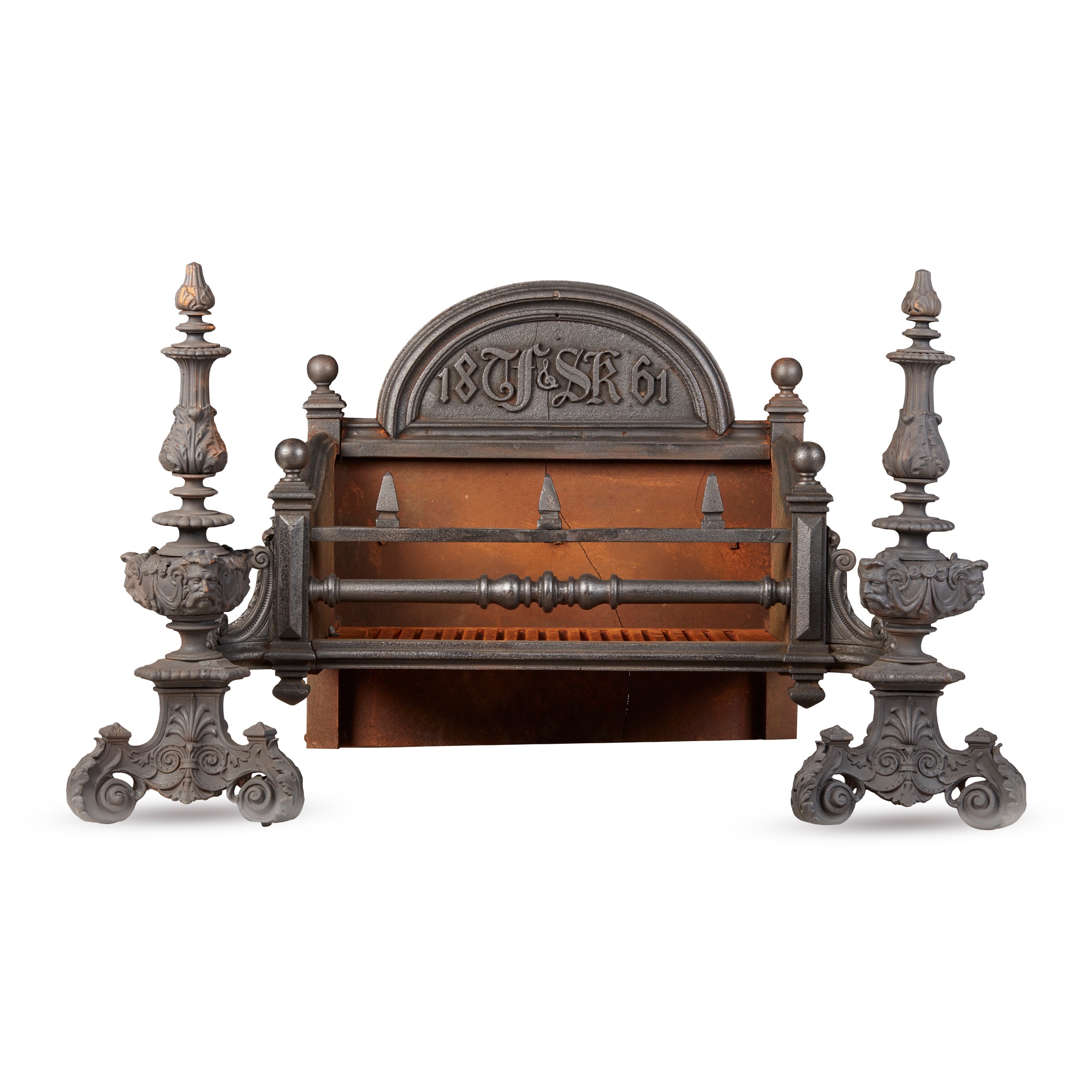 VICTORIAN RENAISSANCE REVIVAL CAST IRON FIRE GRATE