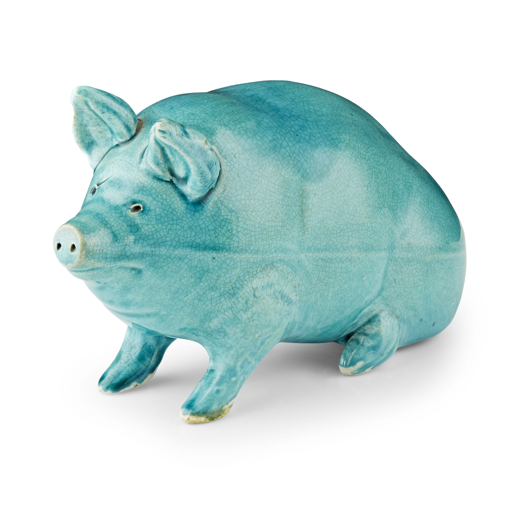 A SMALL SCOTTISH POTTERY PIG