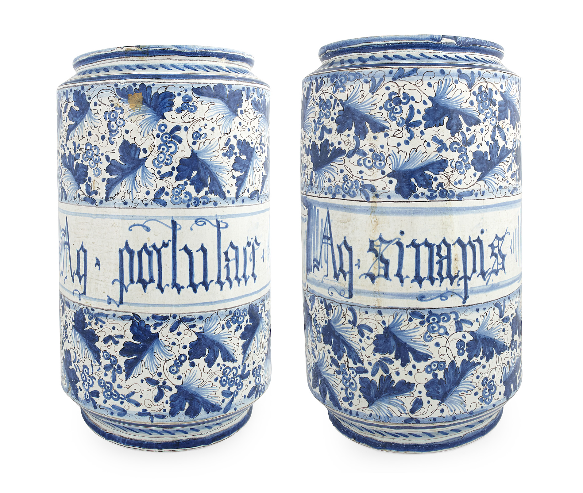 PAIR OF ITALIAN MAIOLICA DRUG JARS