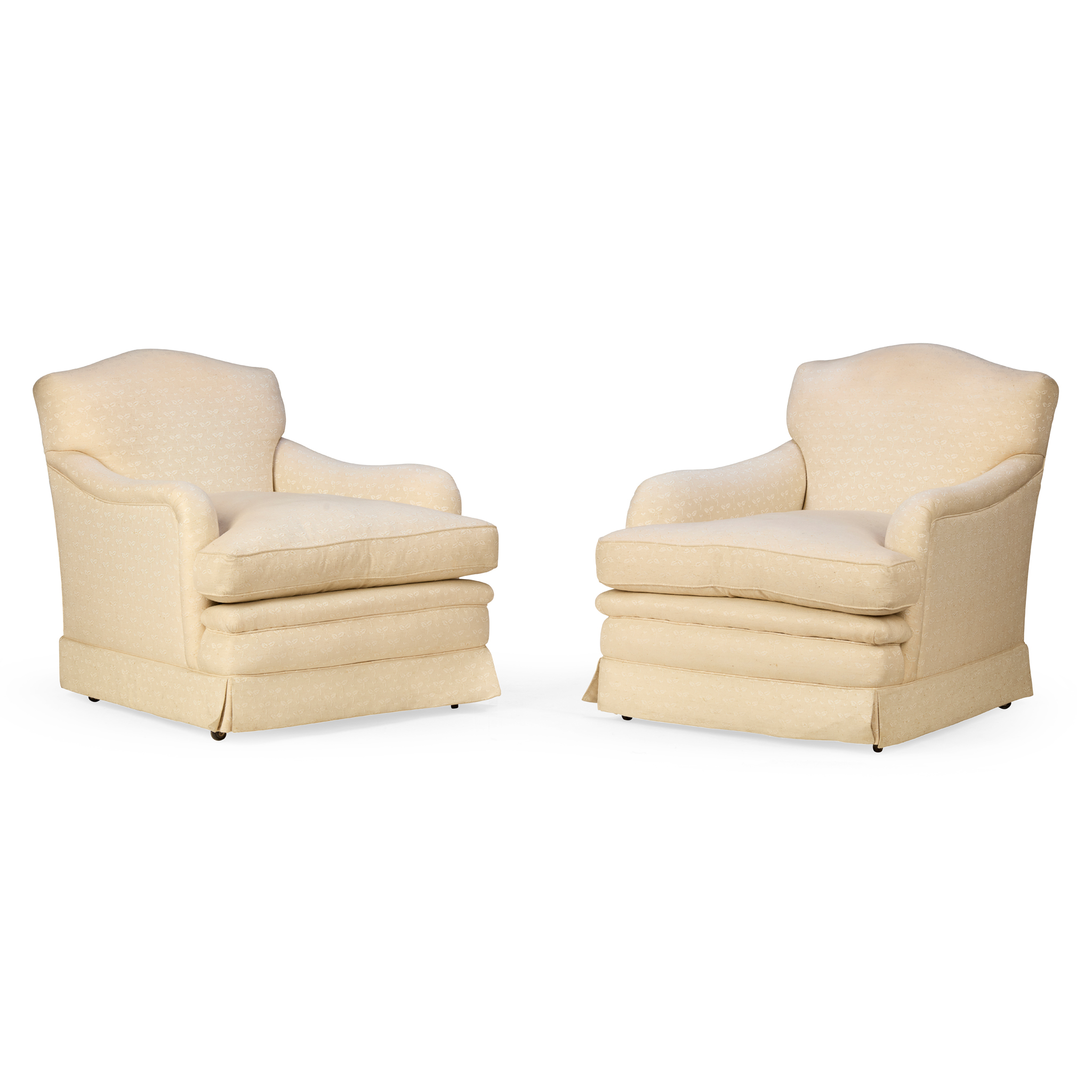 PAIR OF COUNTRY HOUSE UPHOLSTERED EASY ARMCHAIRS