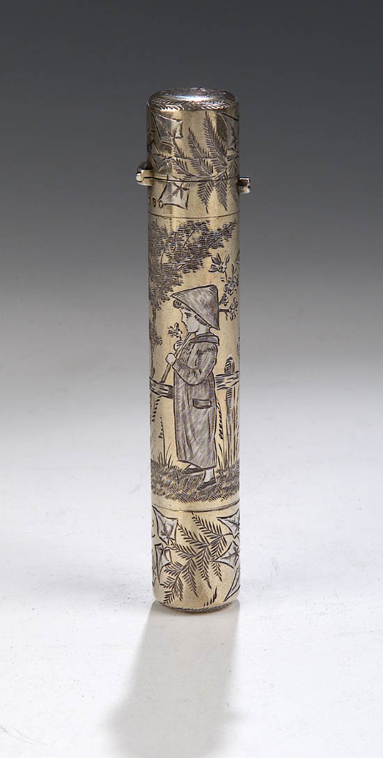 A Samuel Mordan & Co aesthetic silvergilt perfume bottle