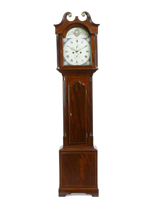 A Scottish George III mahogany and inlaid longcase clock
