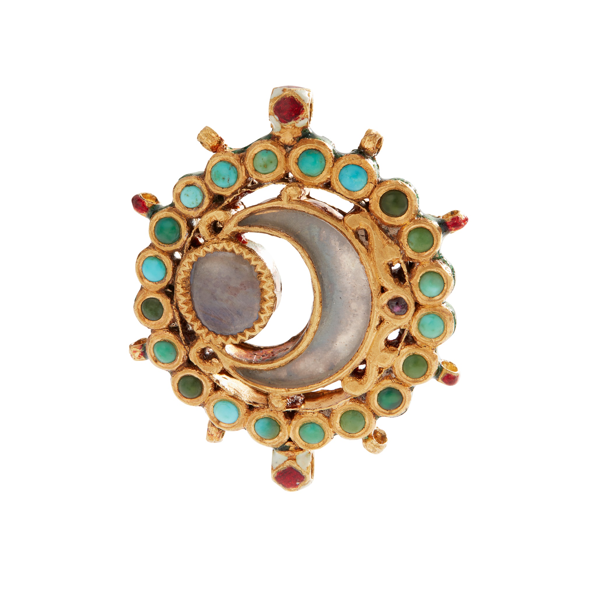 An Indian gem-set and enamel pendant
