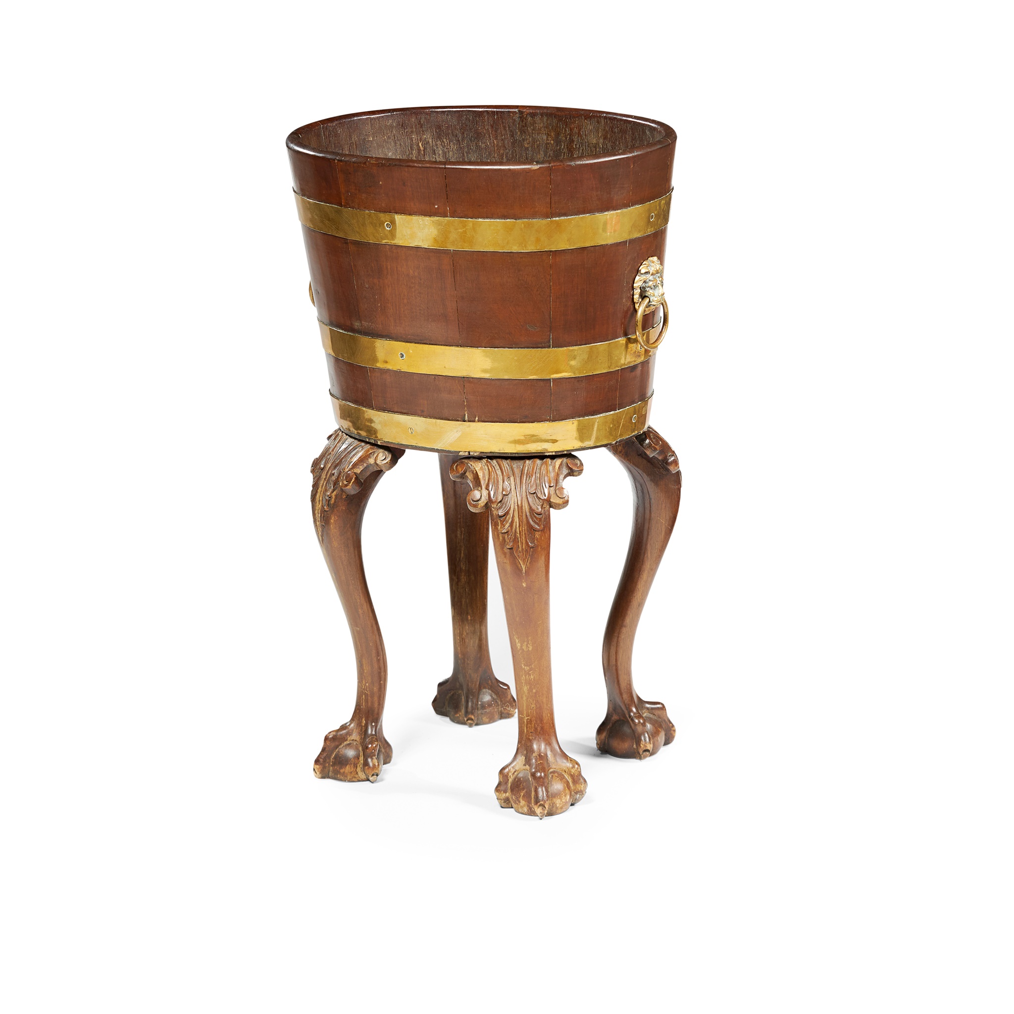 GEORGIAN MAHOGANY BRASS BANDED WINE COOLER