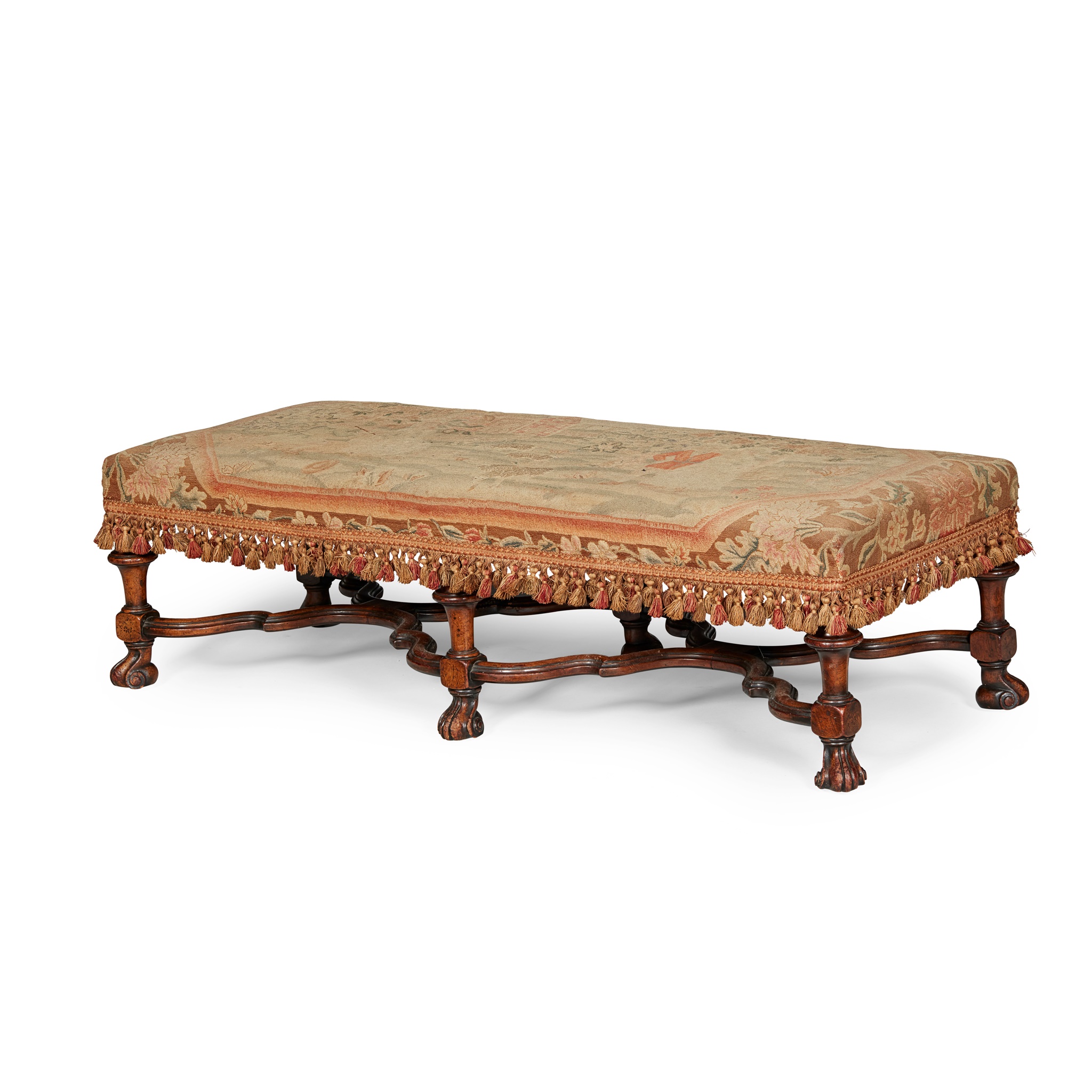 WILLIAM AND MARY STYLE WALNUT LOW STOOL