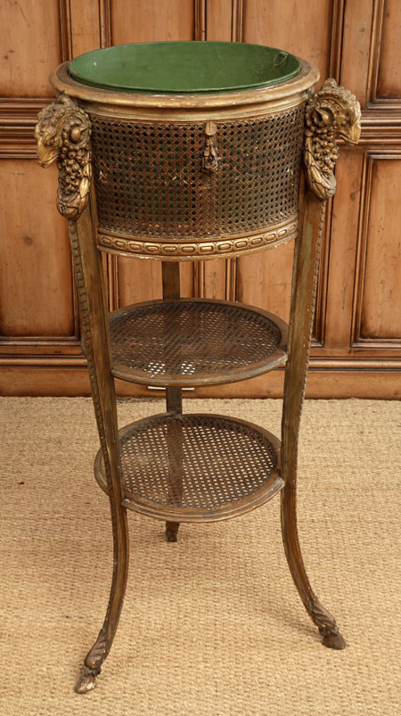 A 19th century French giltwood and caned jardinière stand