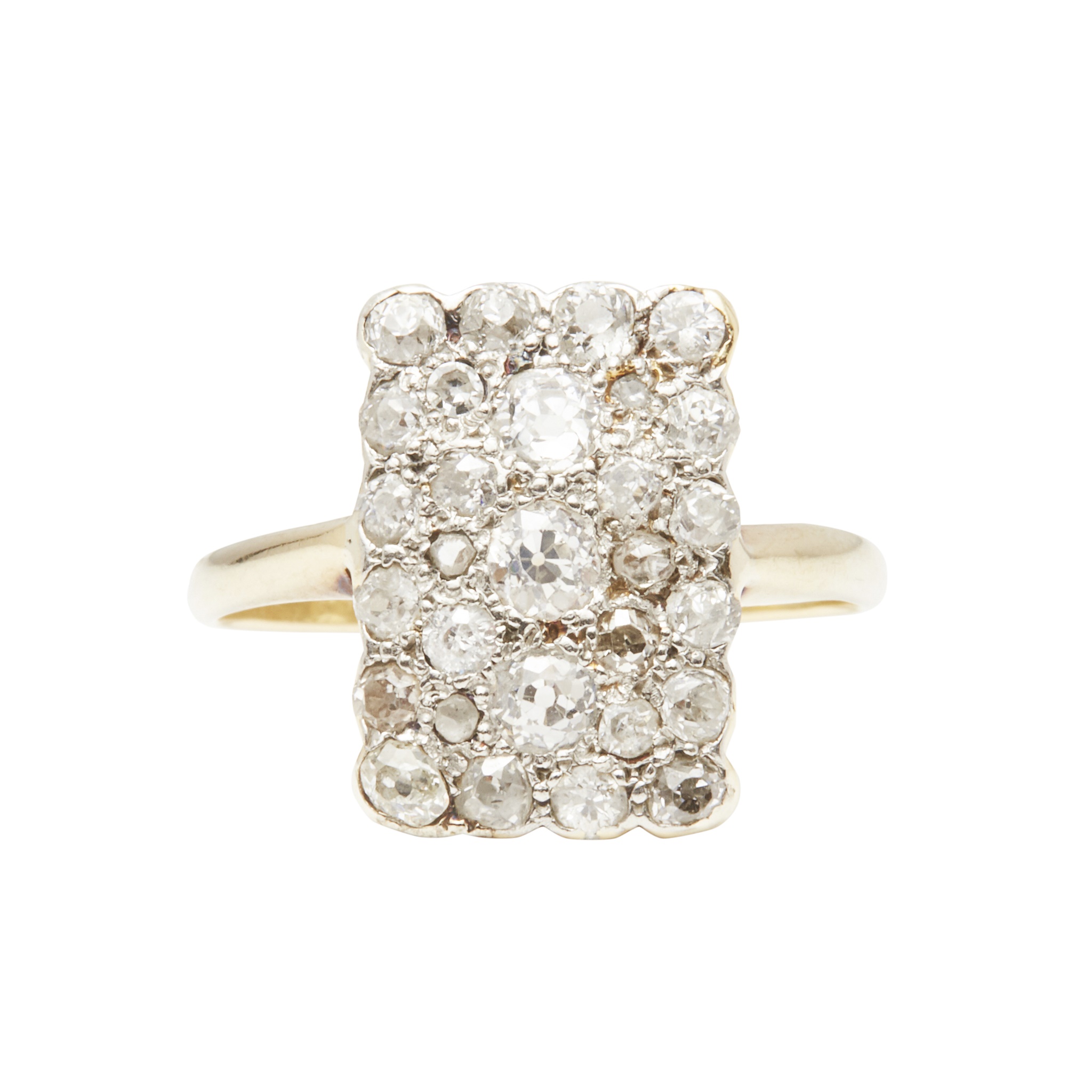A diamond set plaque ring