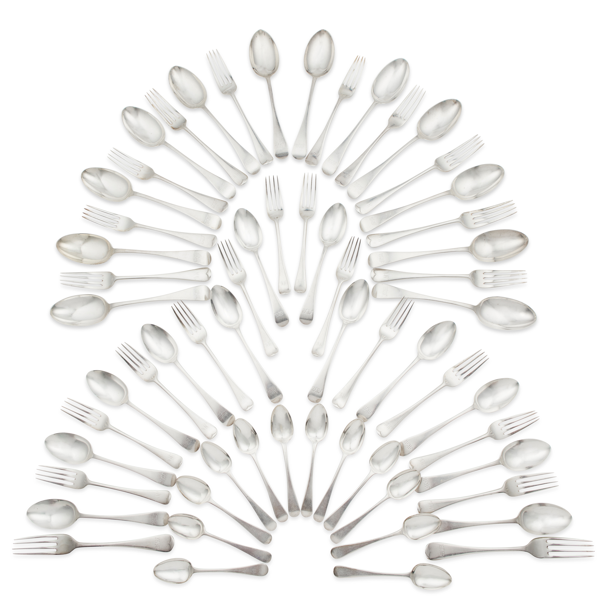 A matched suite of Victorian Old English flatware