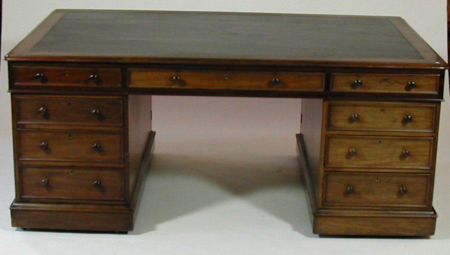 A 19th century mahogany partners' desk,