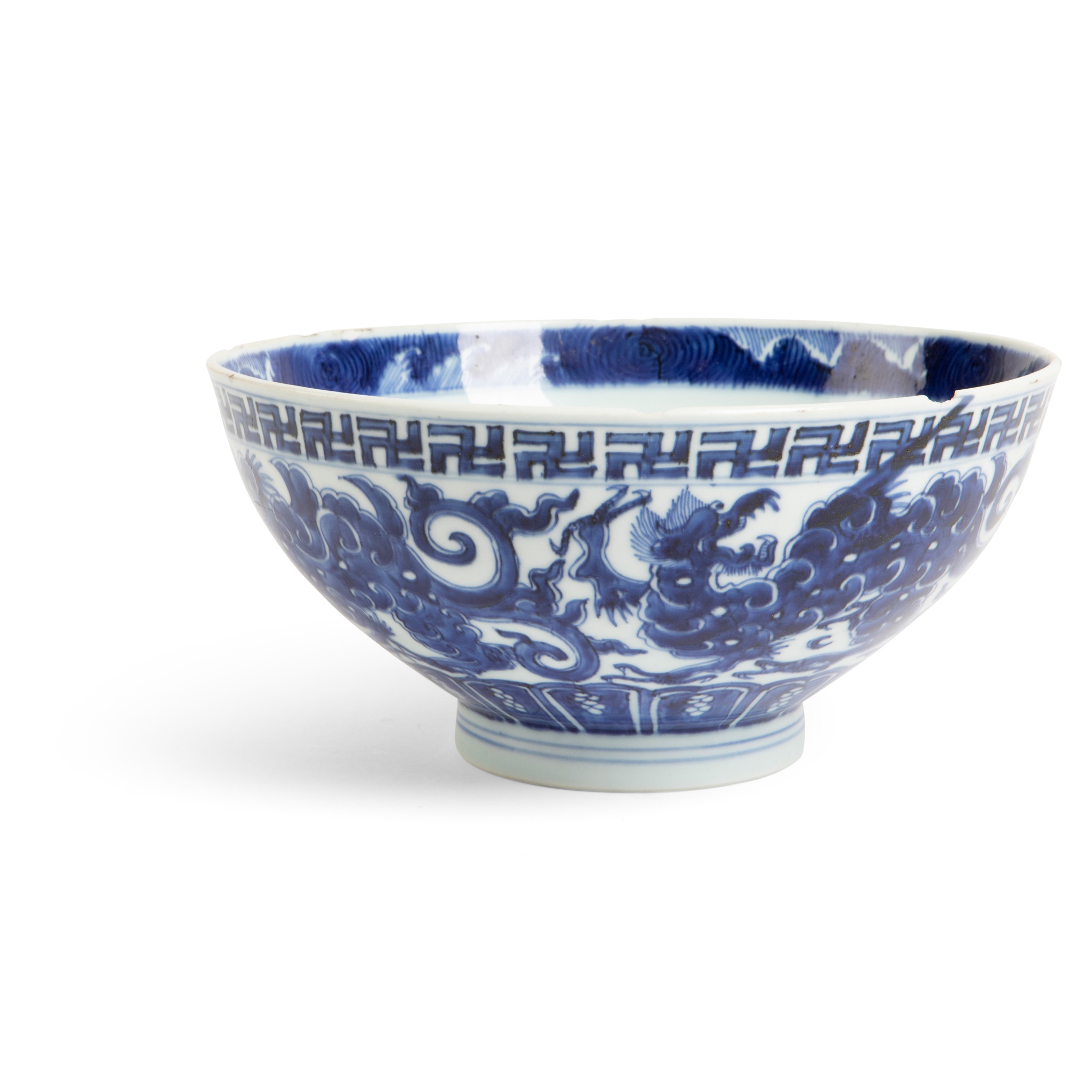 BLUE AND WHITE 'KUI DRAGON' BOWL
