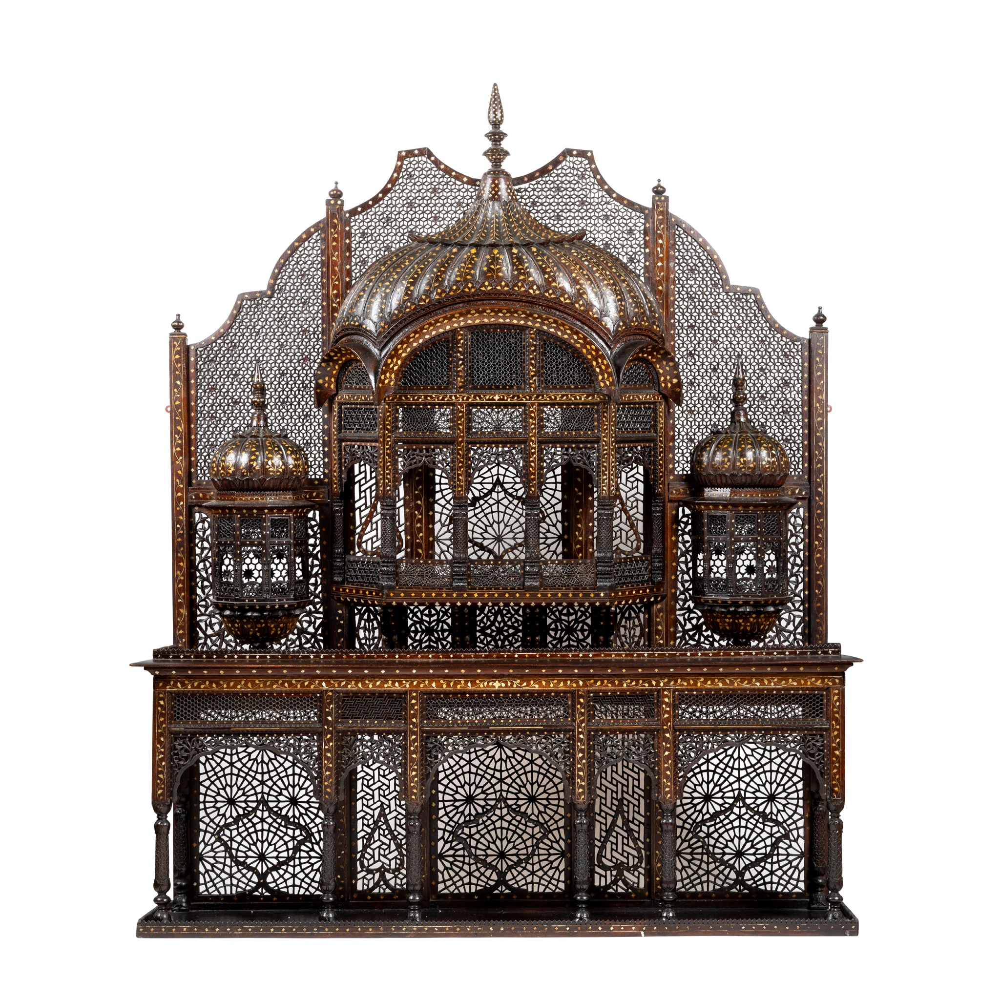 A LARGE AND FINELY CARVED ANGLO-INDIAN ARCHITECTURAL WOOD OVERMANTEL