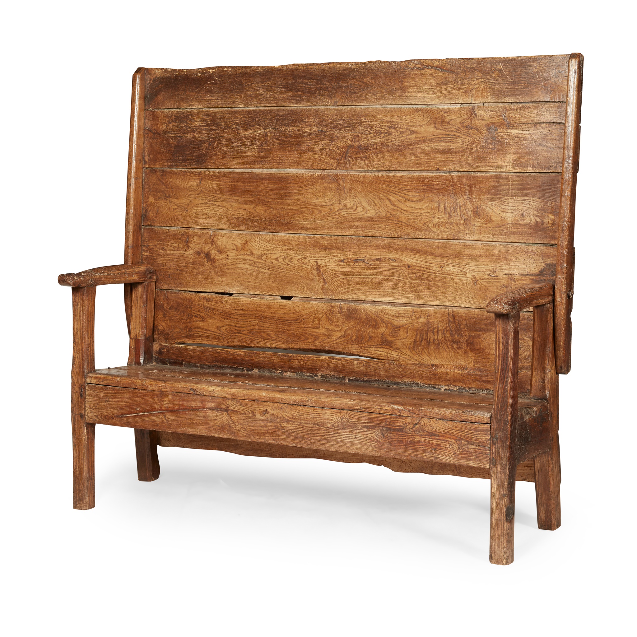 GEORGIAN PROVINCIAL ELM MONK'S BENCH