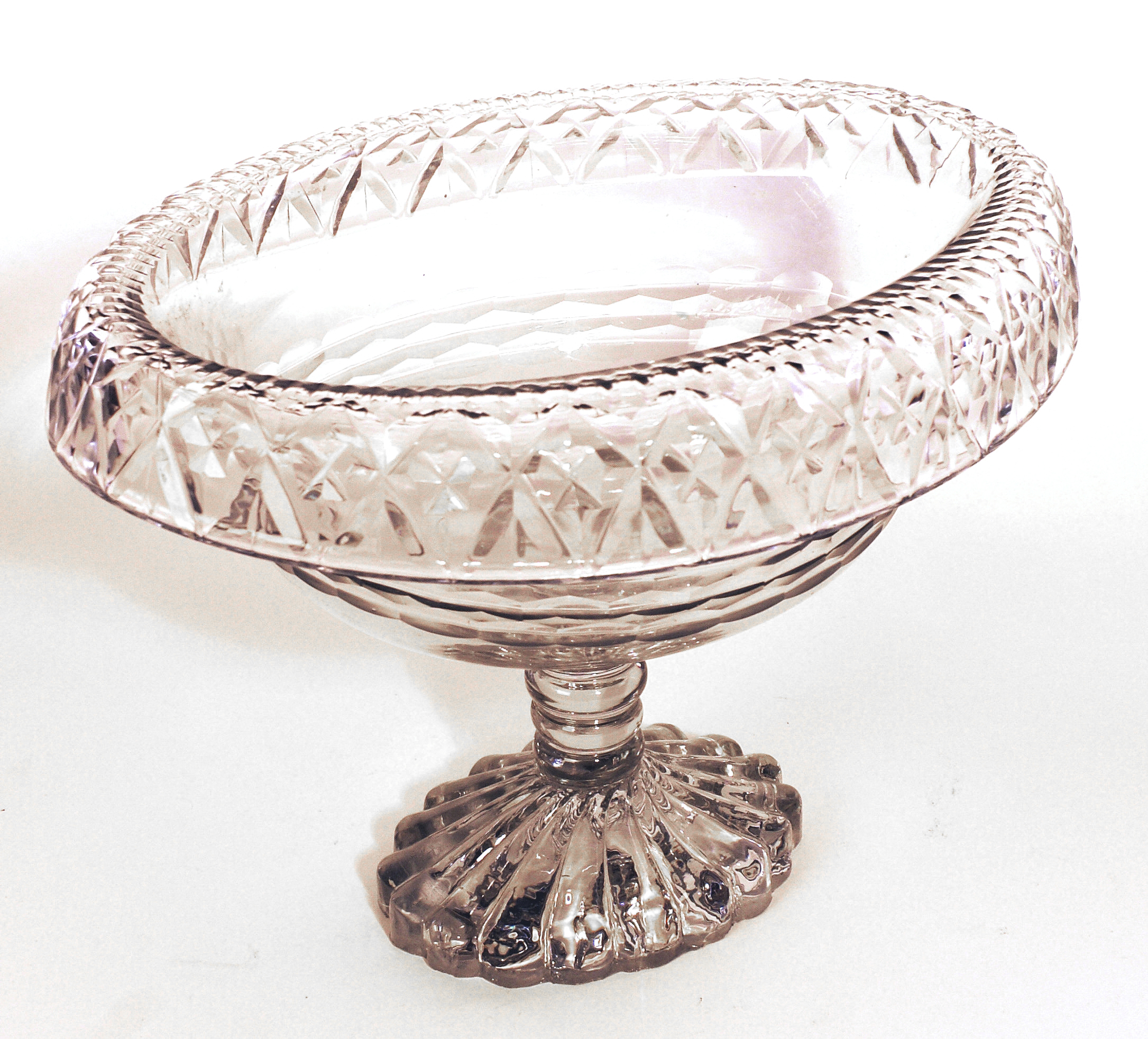 LARGE CUT GLASS OVAL BOWL