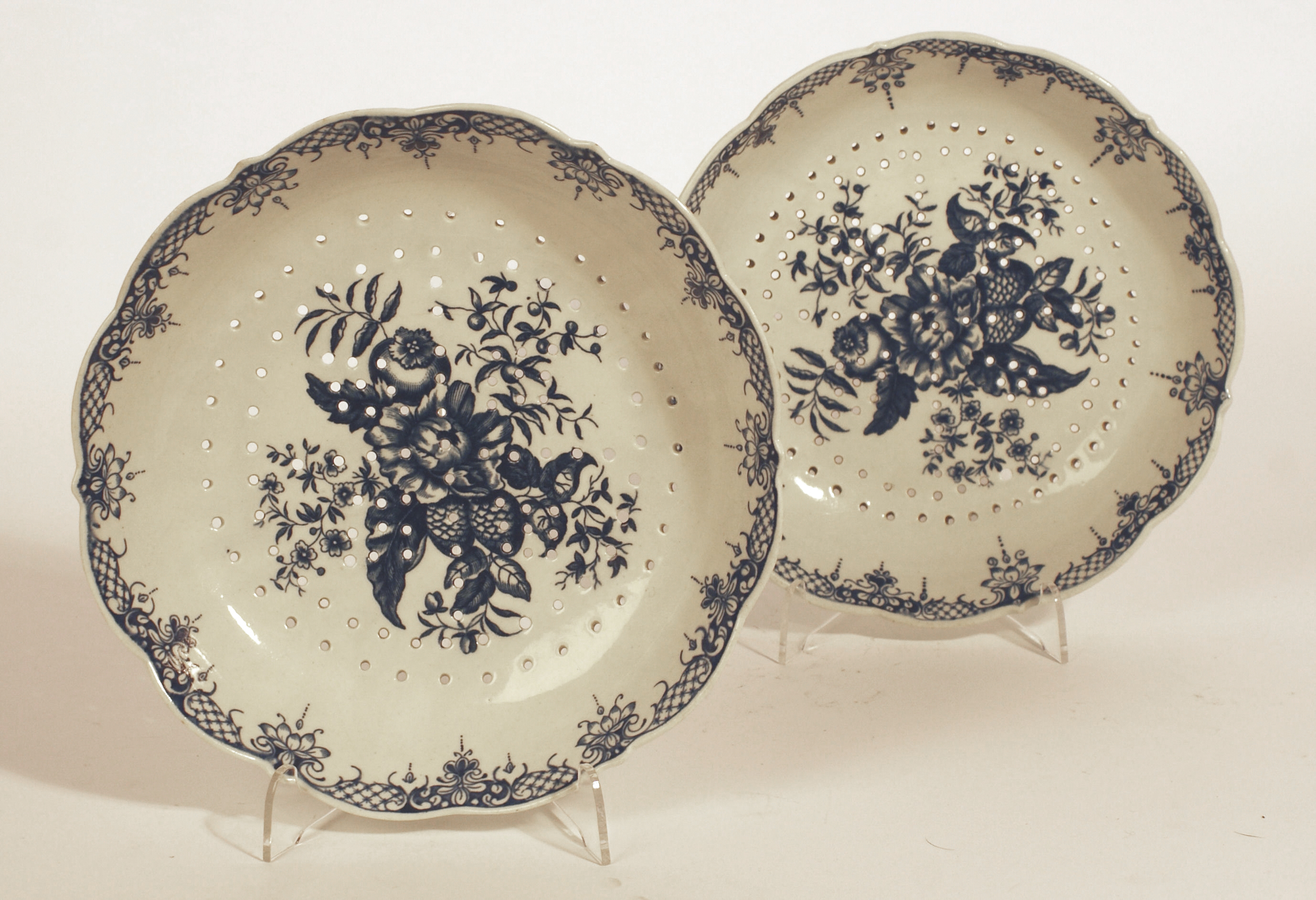 PAIR OF WORCESTER CIRCULAR STRAINING DISHES