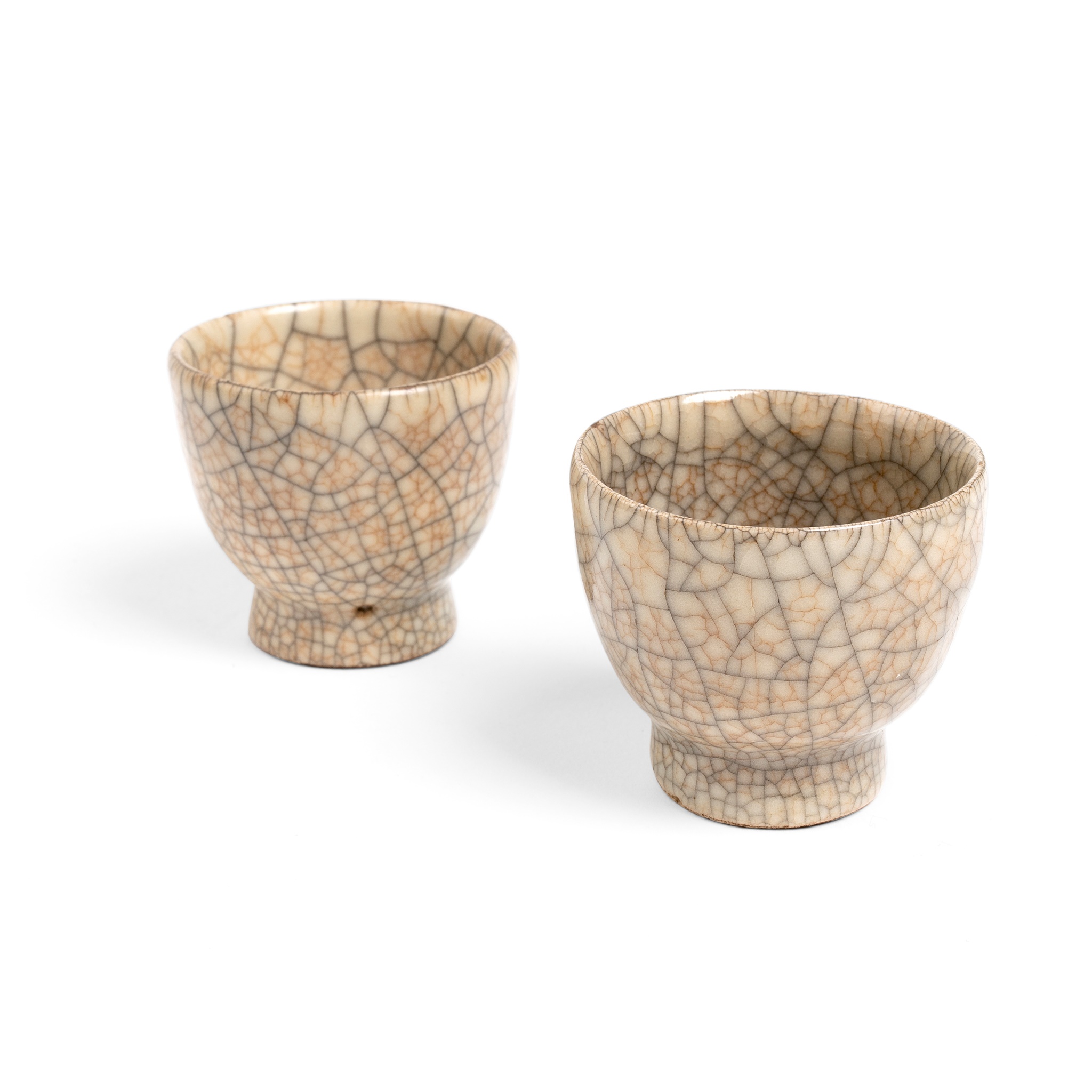TWO GE-TYPE CRACKLE-GLAZED CUPS