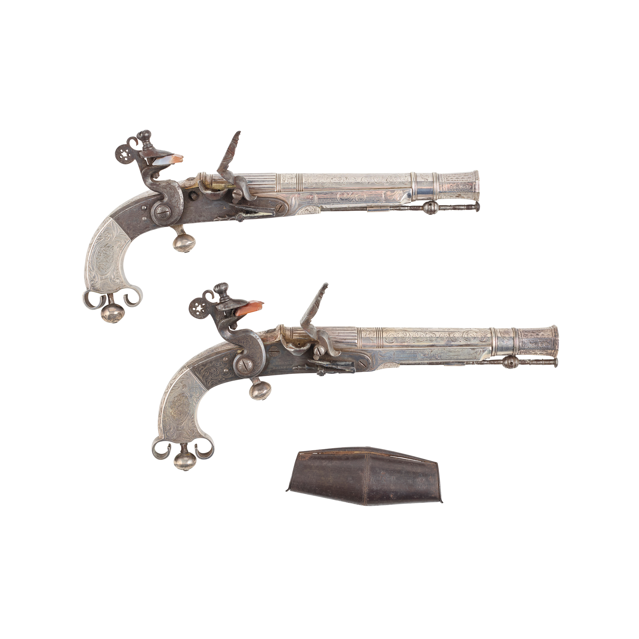 FINE PAIR OF SCOTTISH ALL METAL FLINTLOCK HIGHLAND DRESS PISTOLS, WILLIAM MARSHALL AND SONS. EDINBURGH