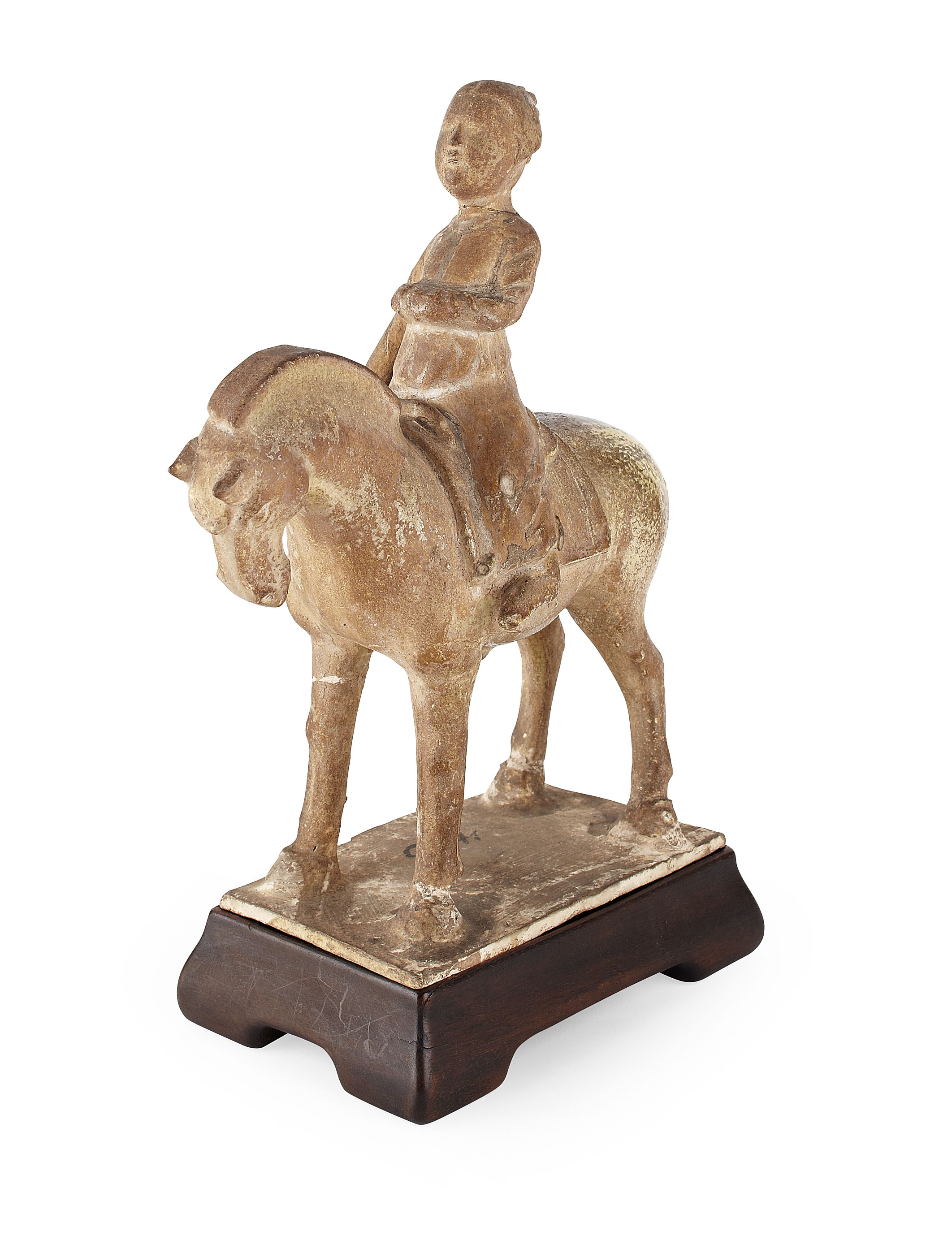 CHINESE POTTERY EQUESTRIAN FIGURE