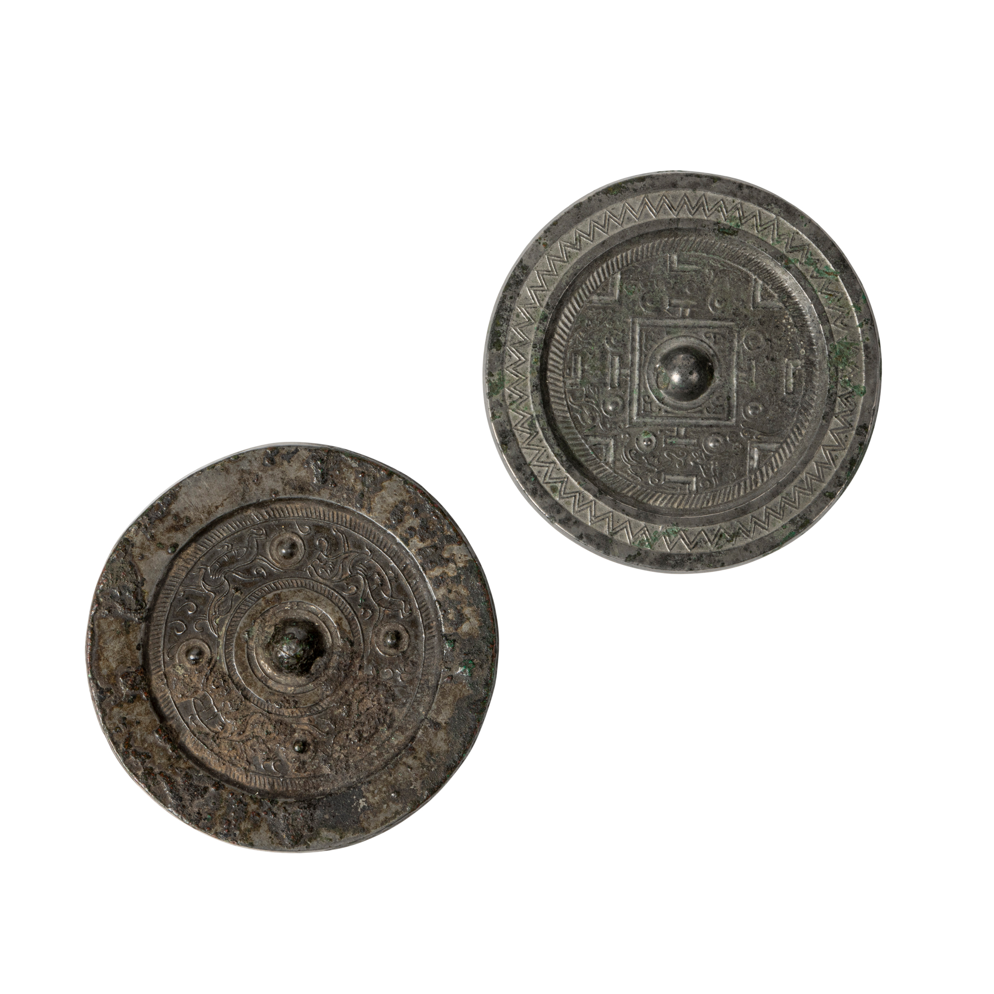 TWO CHINESE BRONZE MIRRORS