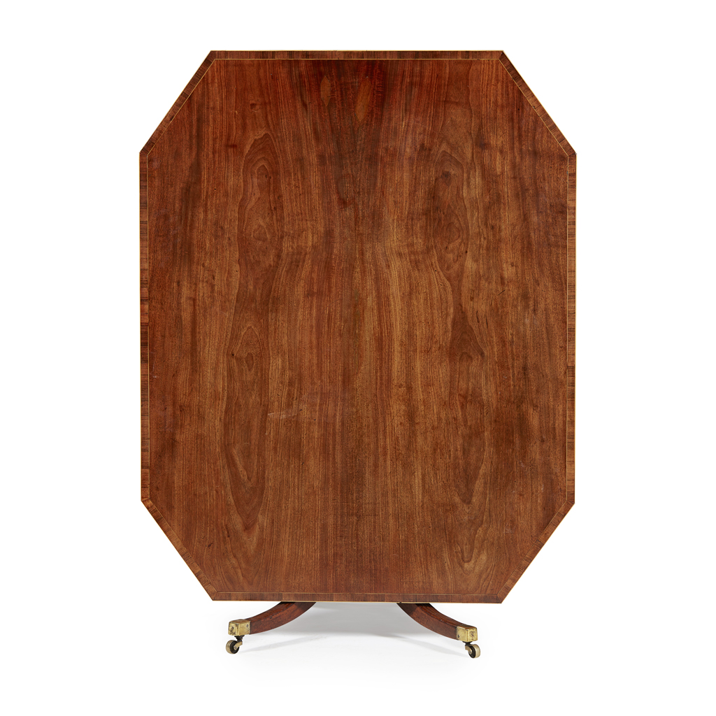 REGENCY MAHOGANY AND ROSEWOOD BREAKFAST TABLE