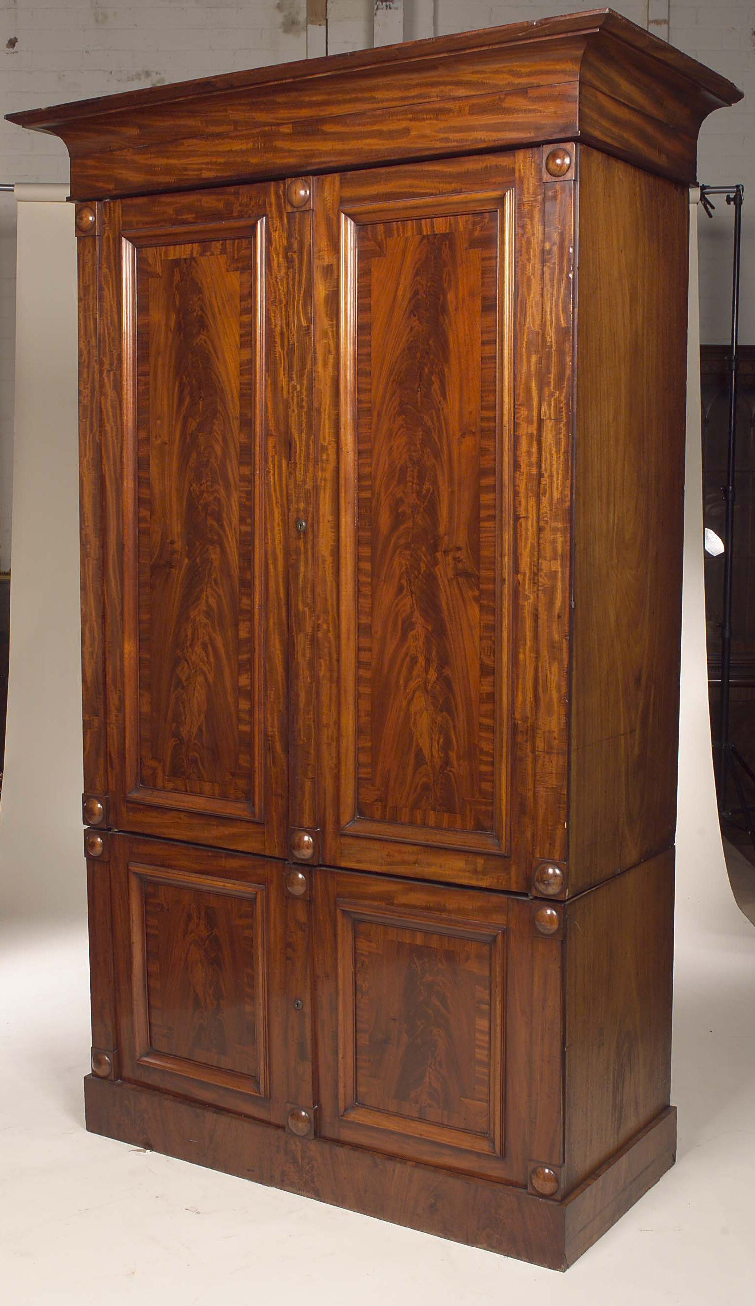 A mid 19th century mahogany tall wardrobe,