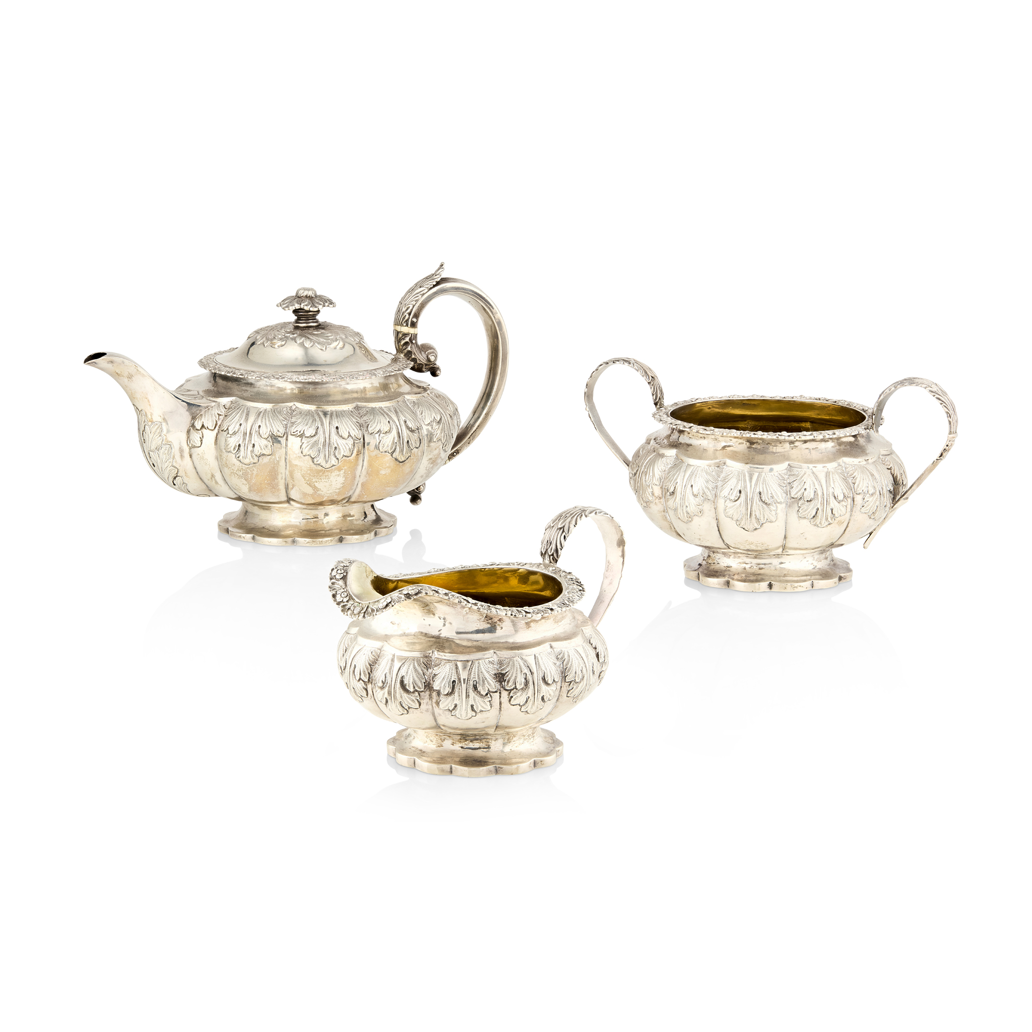 A GEORGE IV THREE-PIECE TEA SET