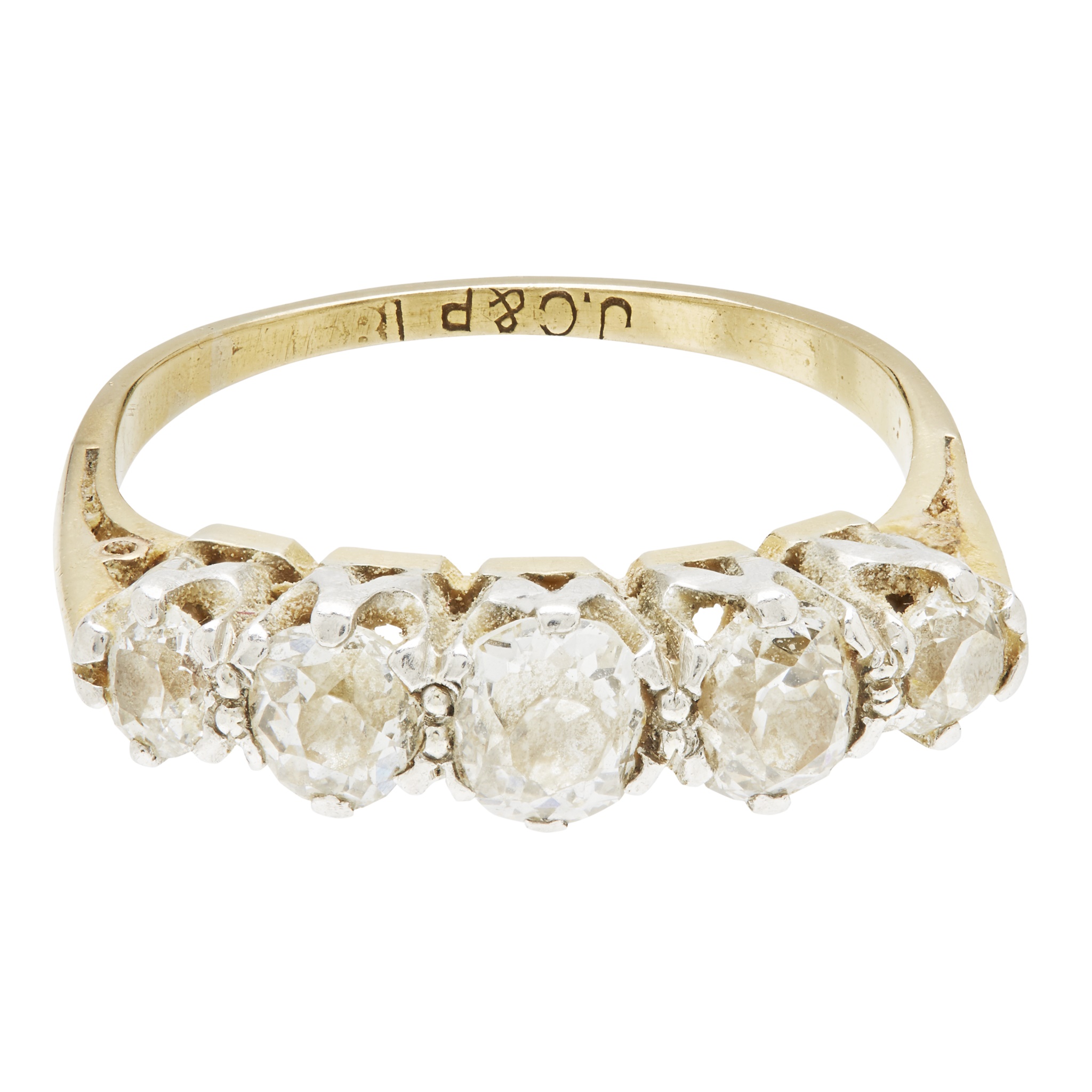A five stone diamond set ring
