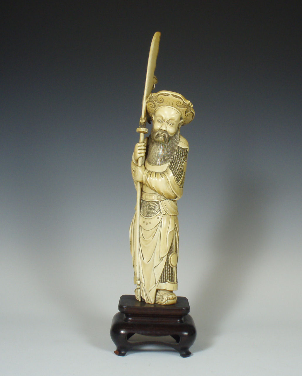 A Japanese ivory figure of a warrior, Meiji period