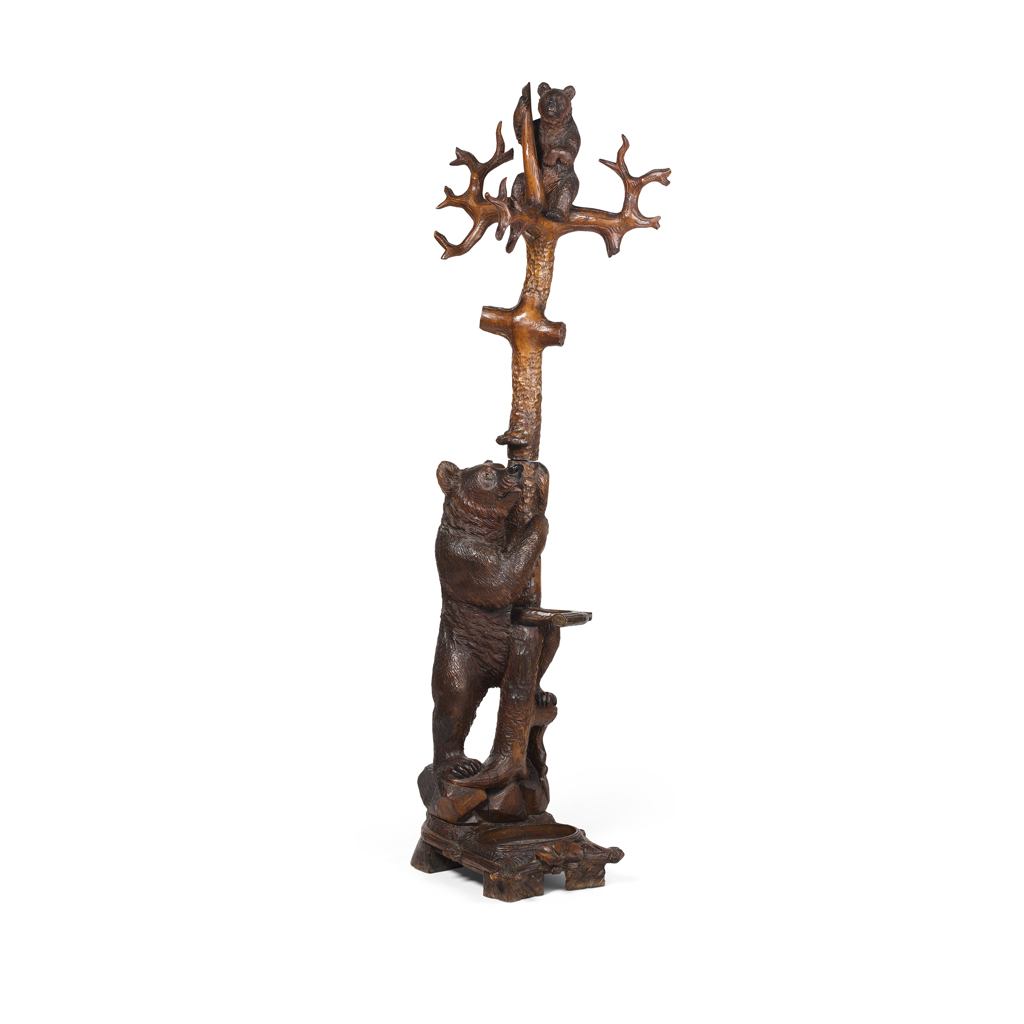 BLACK FOREST CARVED BEAR AND CUB COAT STAND