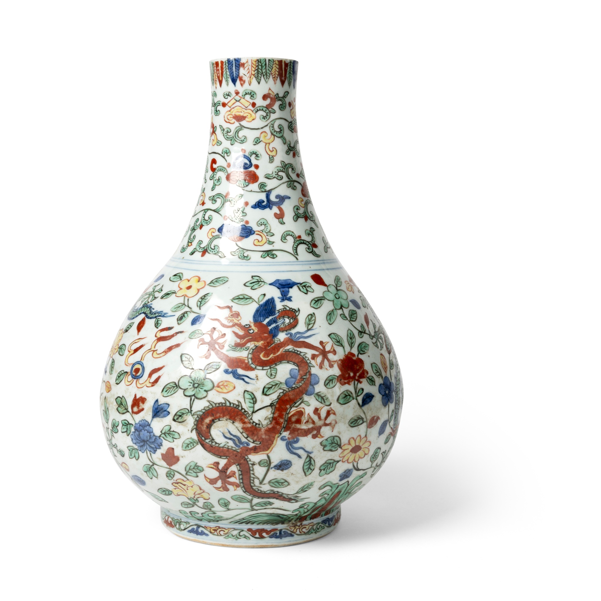 WUCAI 'DRAGON' BOTTLE VASE