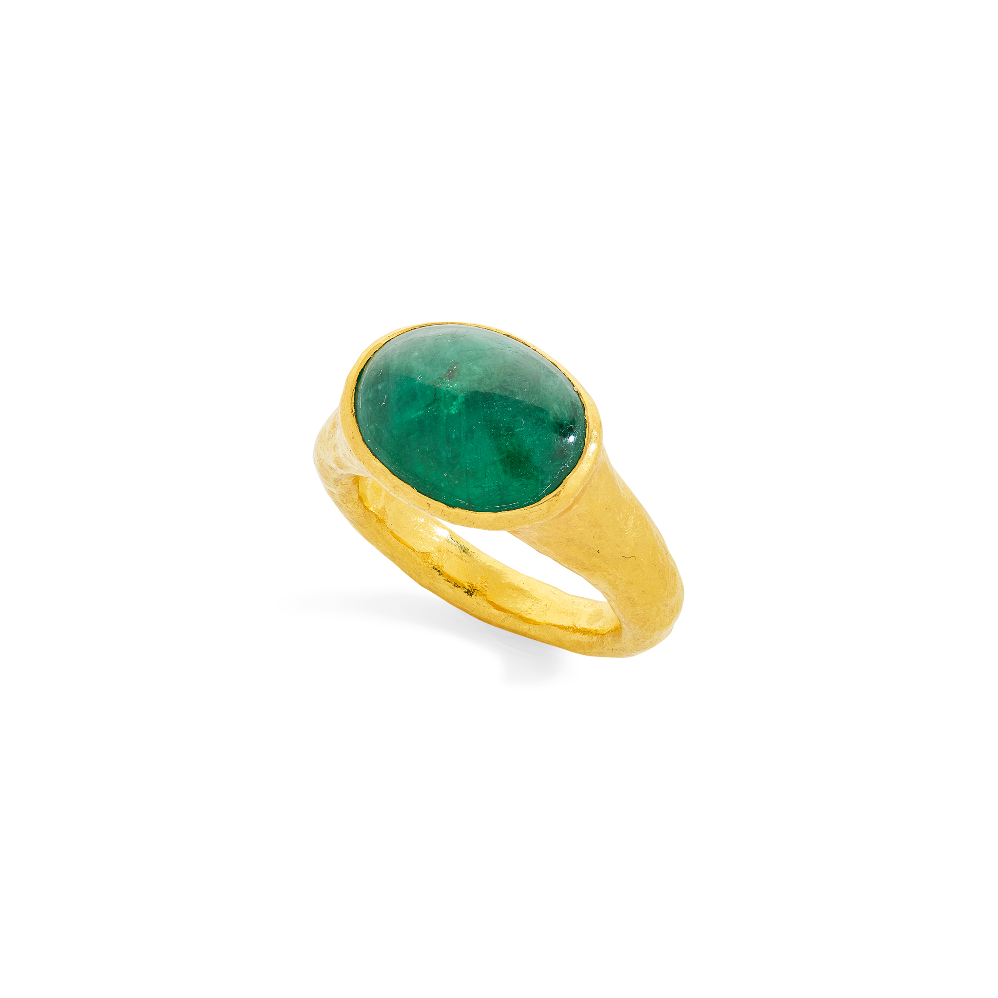 A 22ct gold emerald single-stone ring
