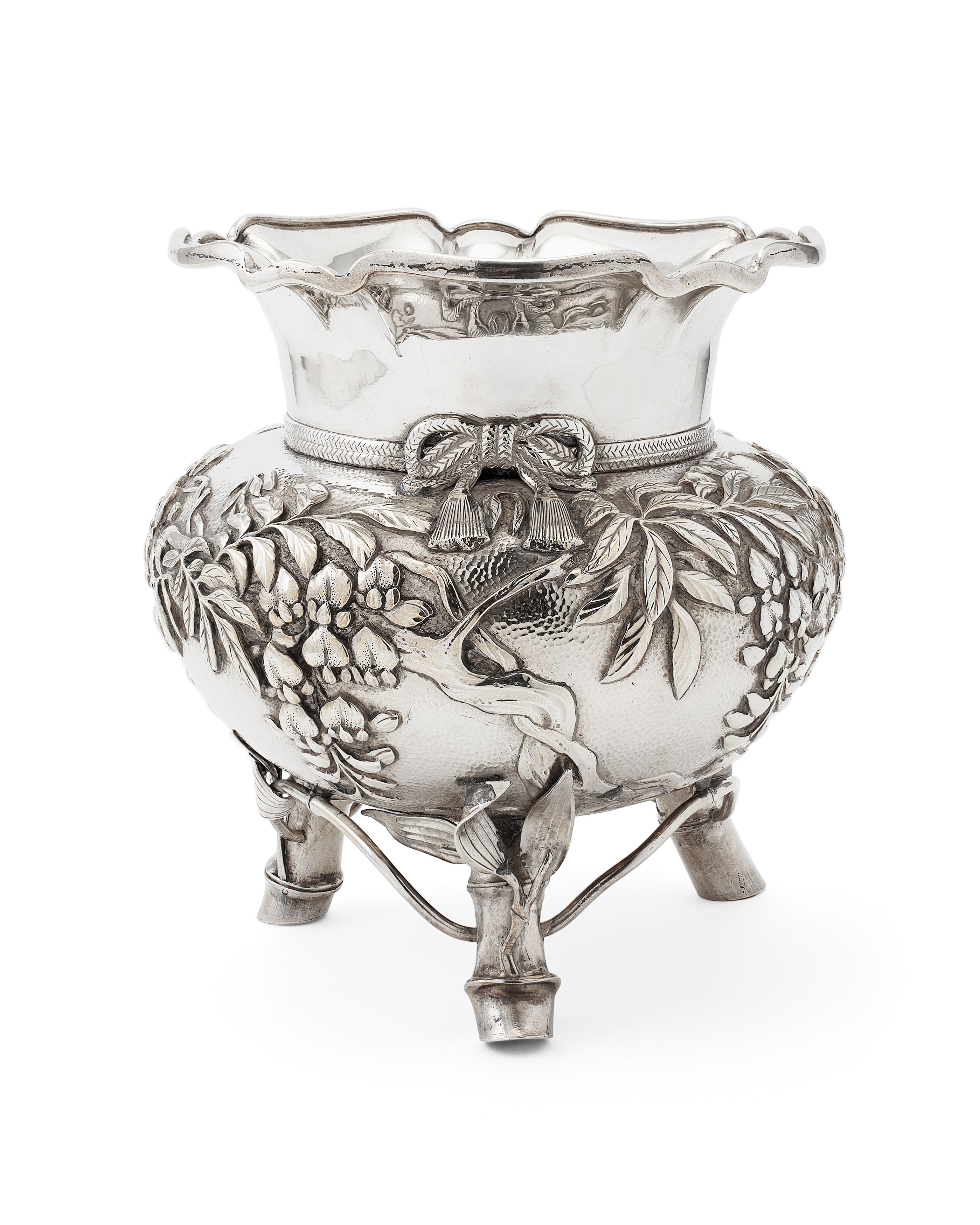 JAPANESE SILVER TRIPOD VASE