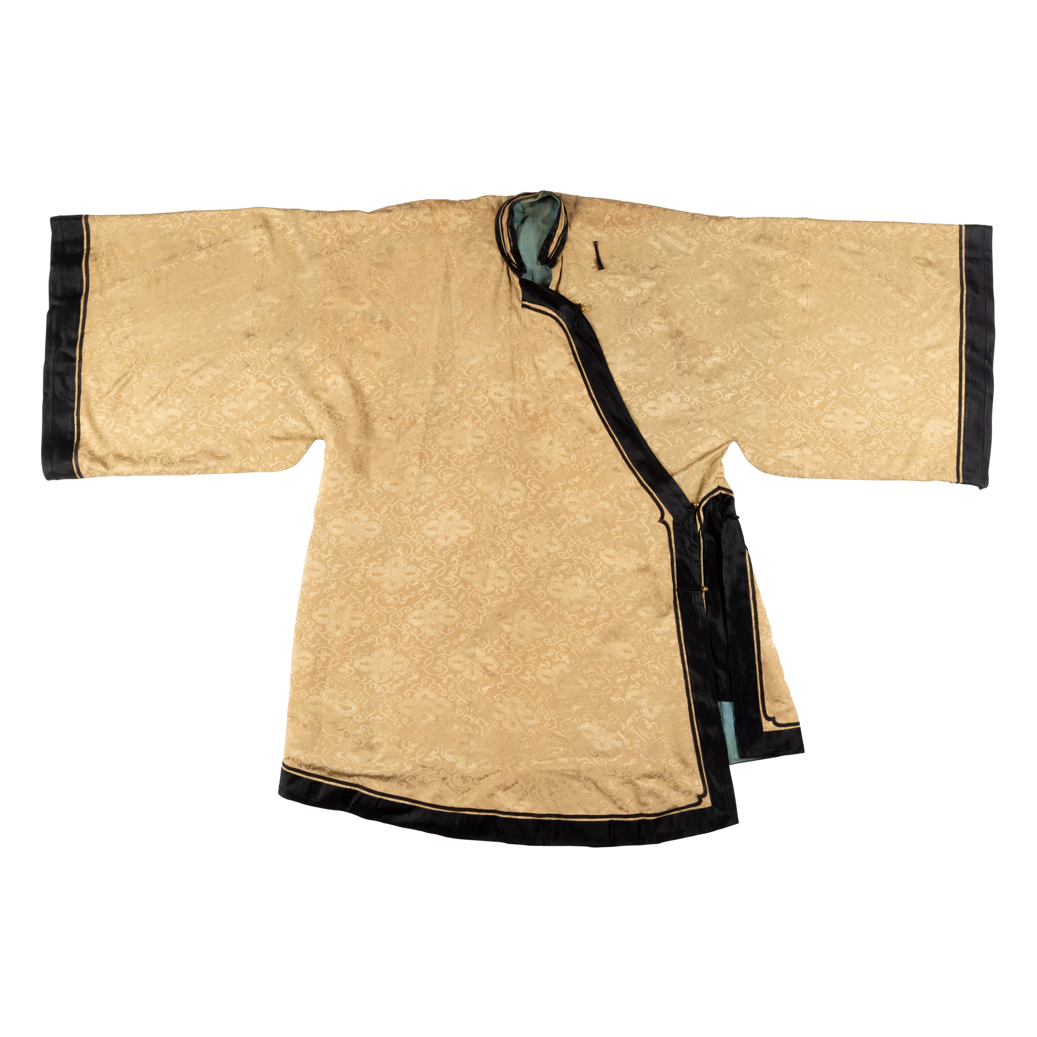 CHINESE PALE YELLOW GROUND SILK BROCADE ROBE