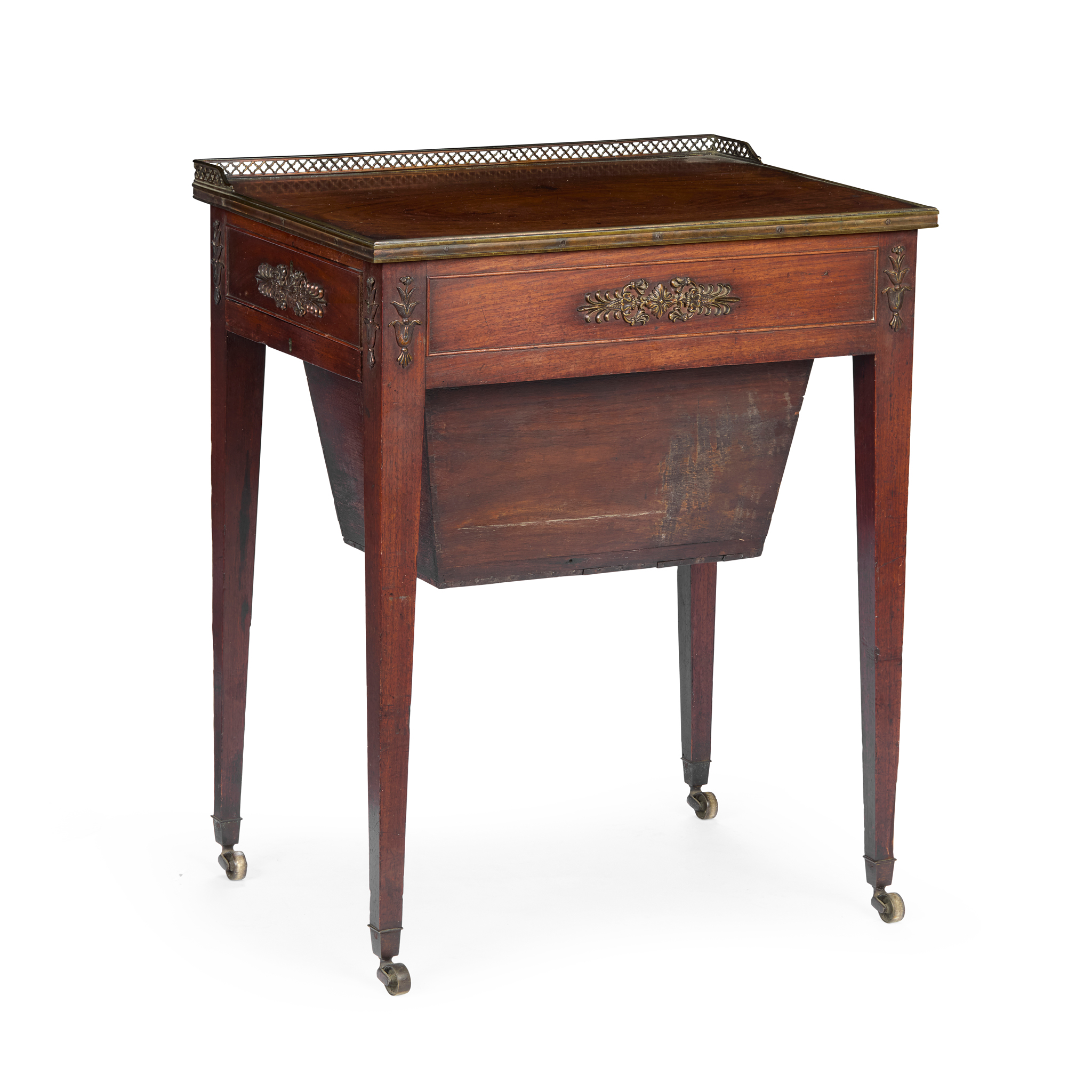 REGENCY PADOUK BRASS MOUNTED WORK TABLE