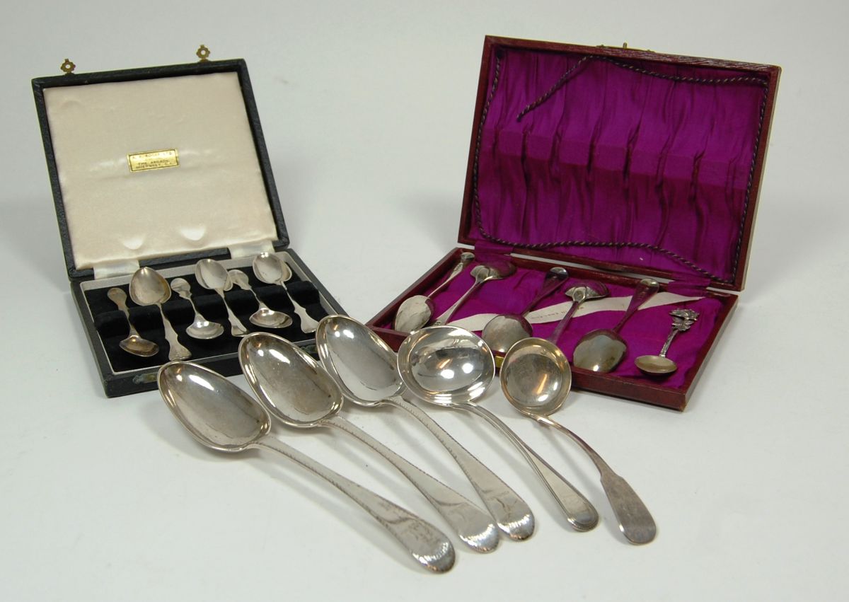 A collection of George III and later flatware