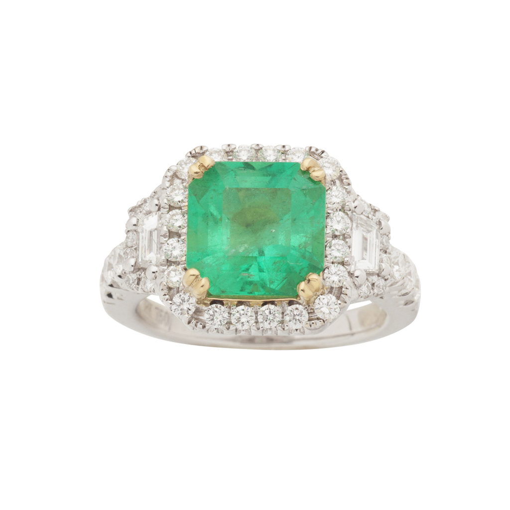 A Columbian emerald and diamond cluster ring