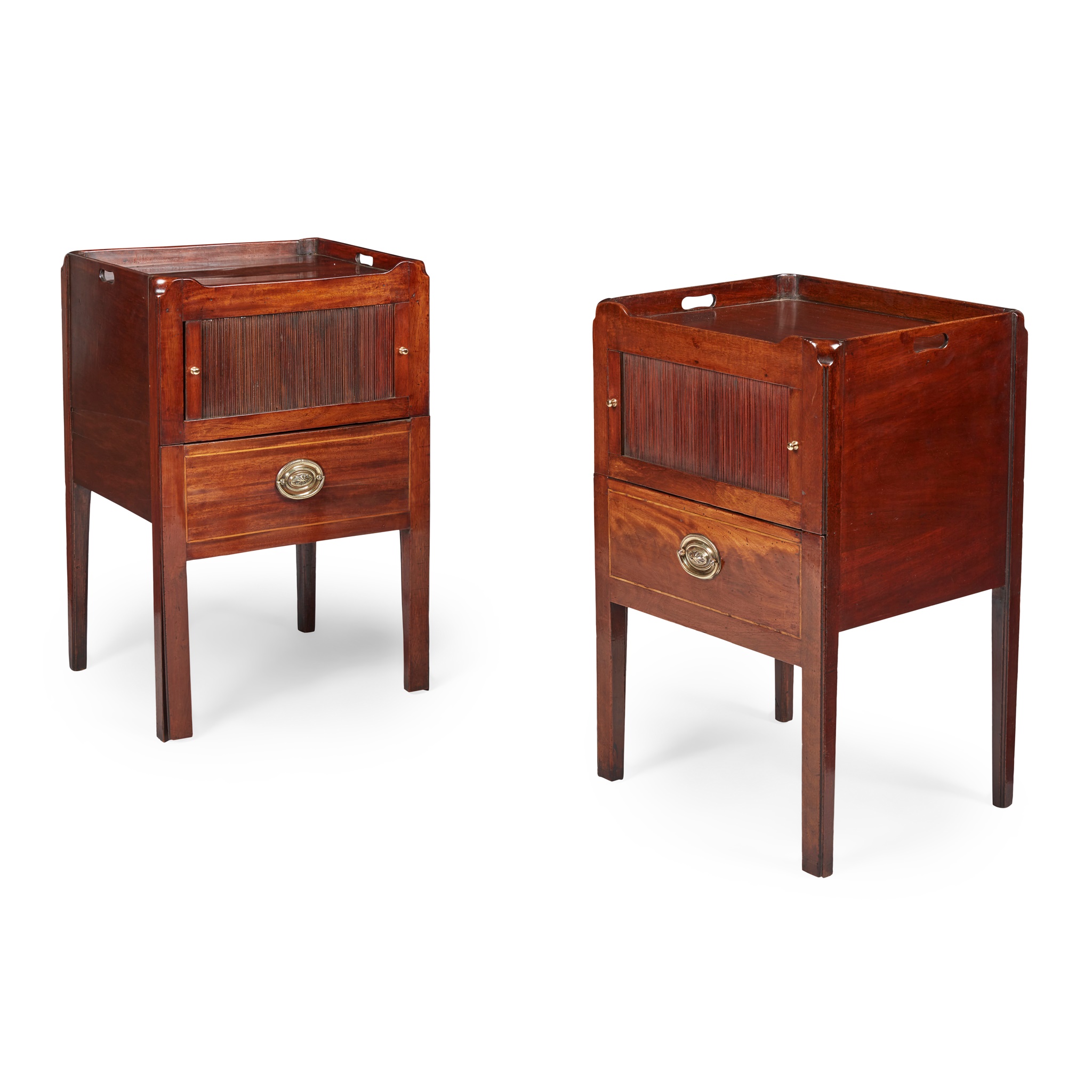 NEAR PAIR OF GEORGE III MAHOGANY NIGHT COMMODES