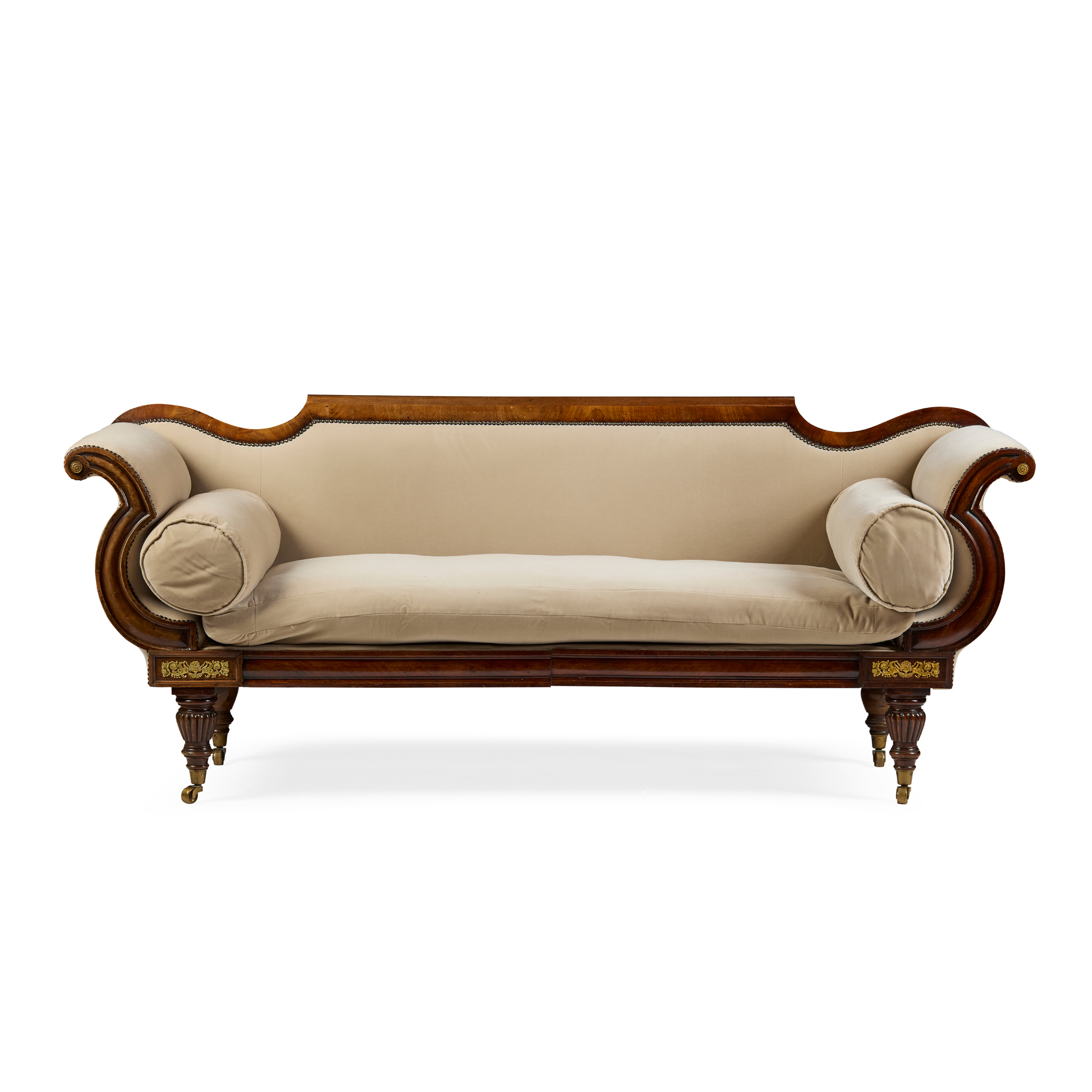 REGENCY MAHOGANY BRASS MOUNTED SOFA
