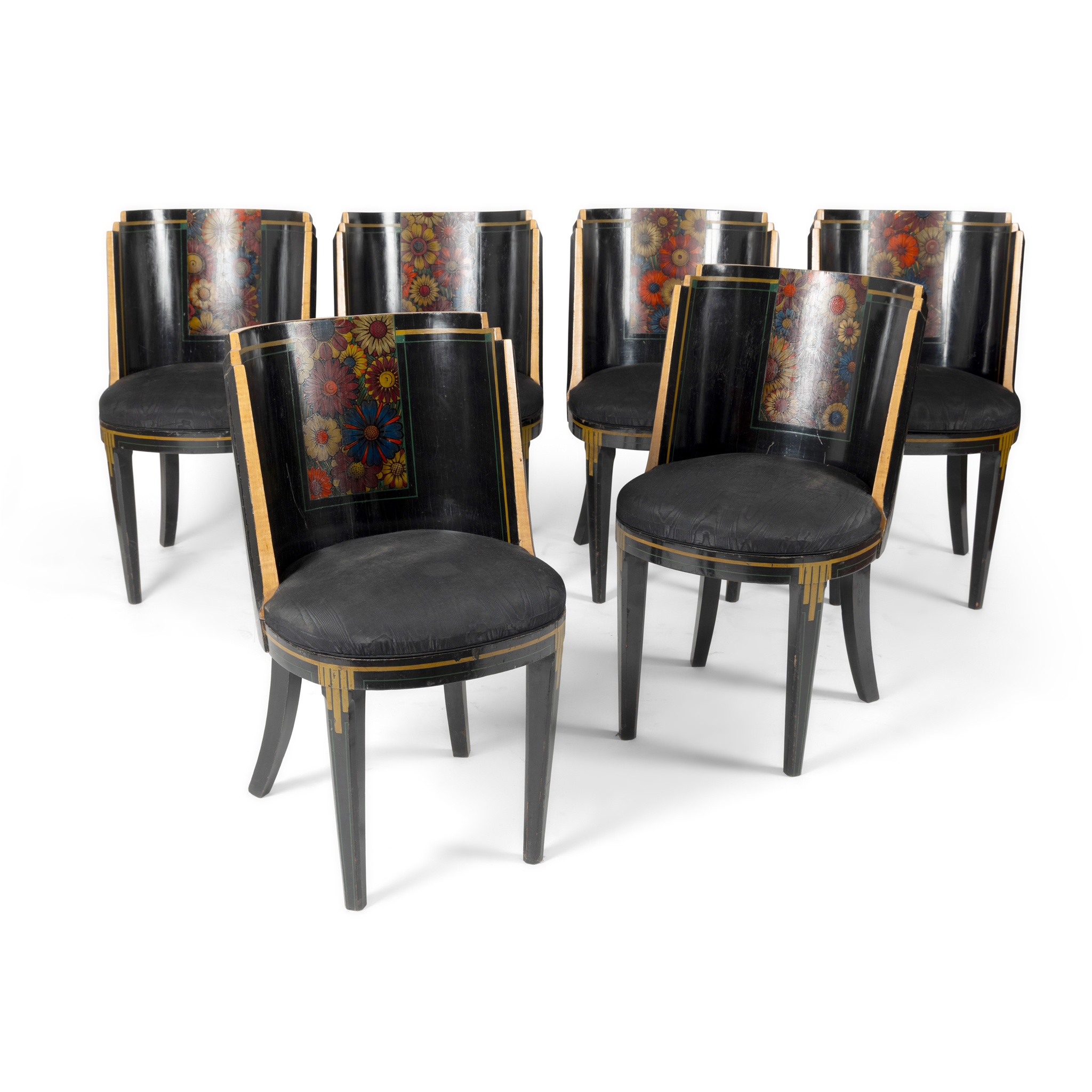 AN ART DECO PAINTED DINING SUITE