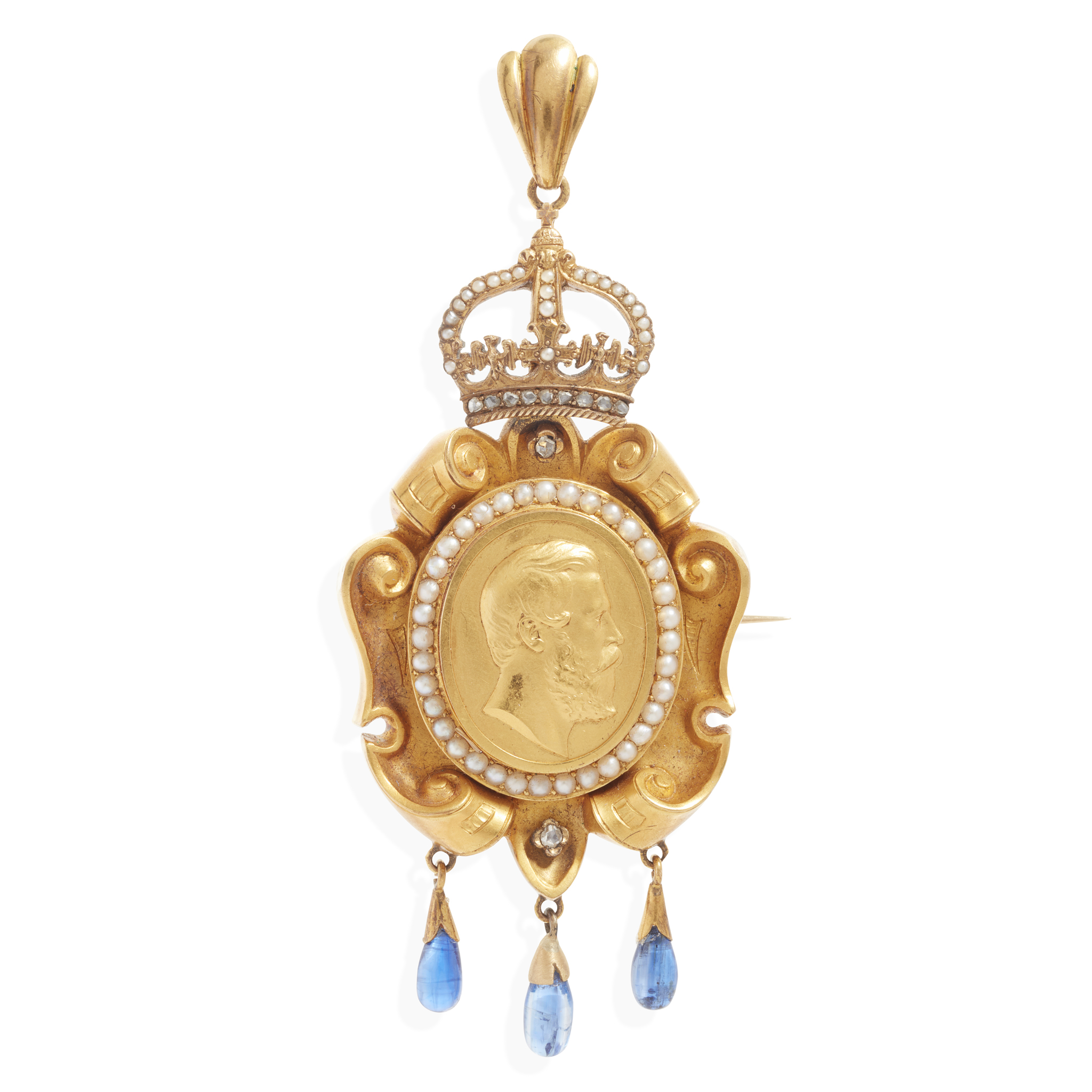 A 19th cenutry diamond and gem-set portrait brooch/pendant