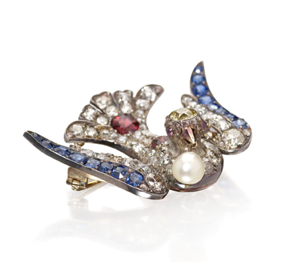 A charming 19th century multi-gem set brooch/pendant,