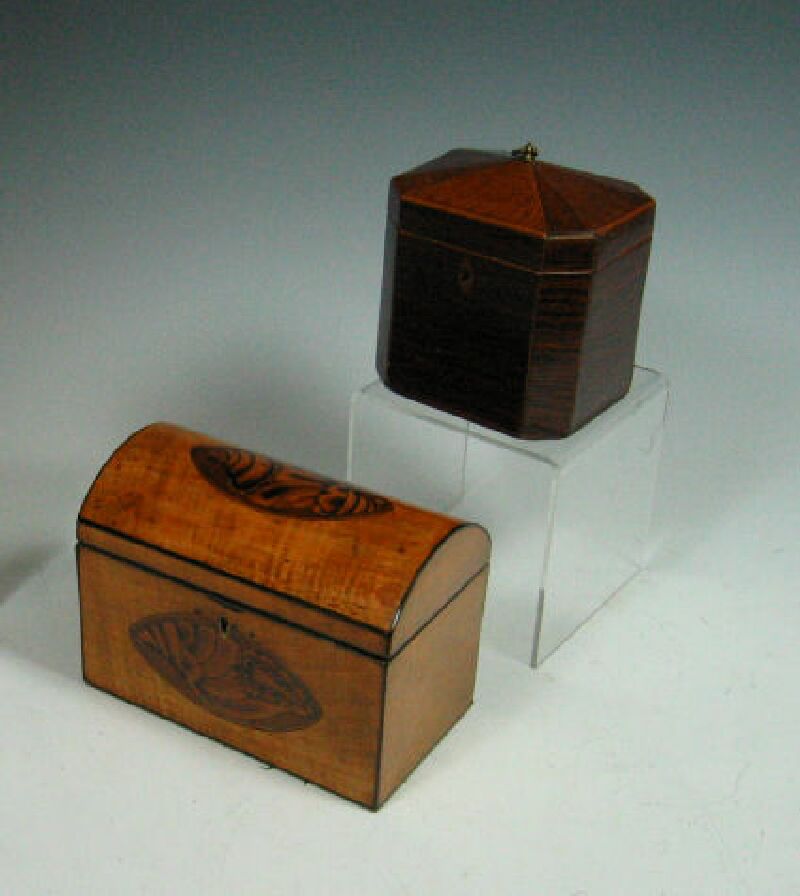 A George III birch tea caddy