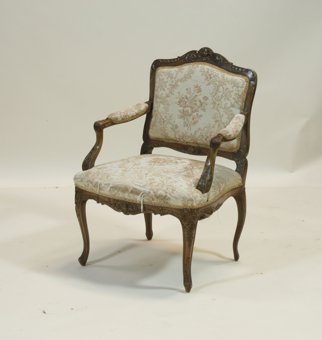 A Louis XV mahogany fauteuil