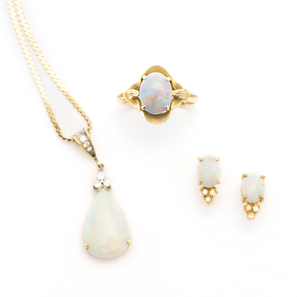 A collection of opal jewellery