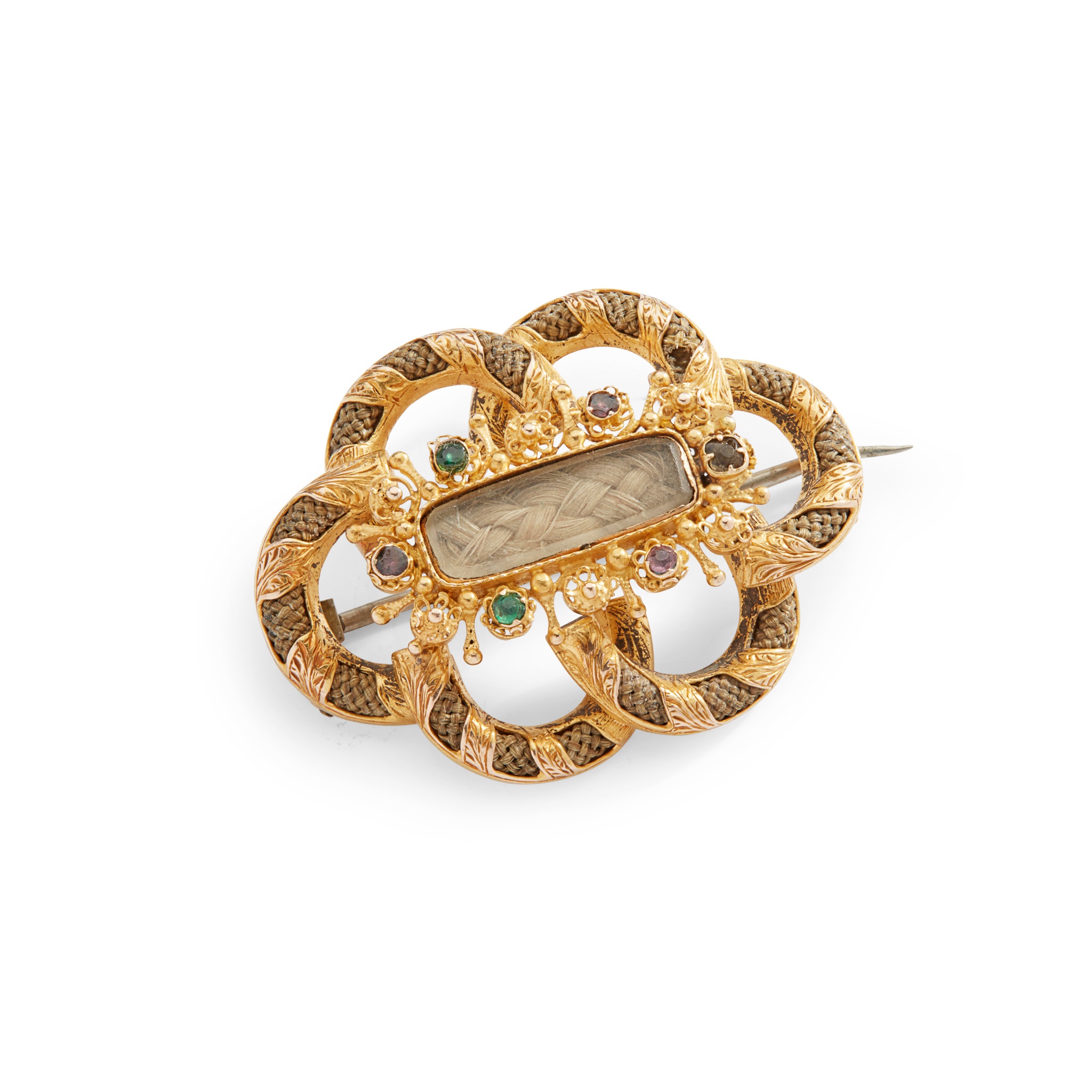 A mid 19th-century gem-set mourning brooch