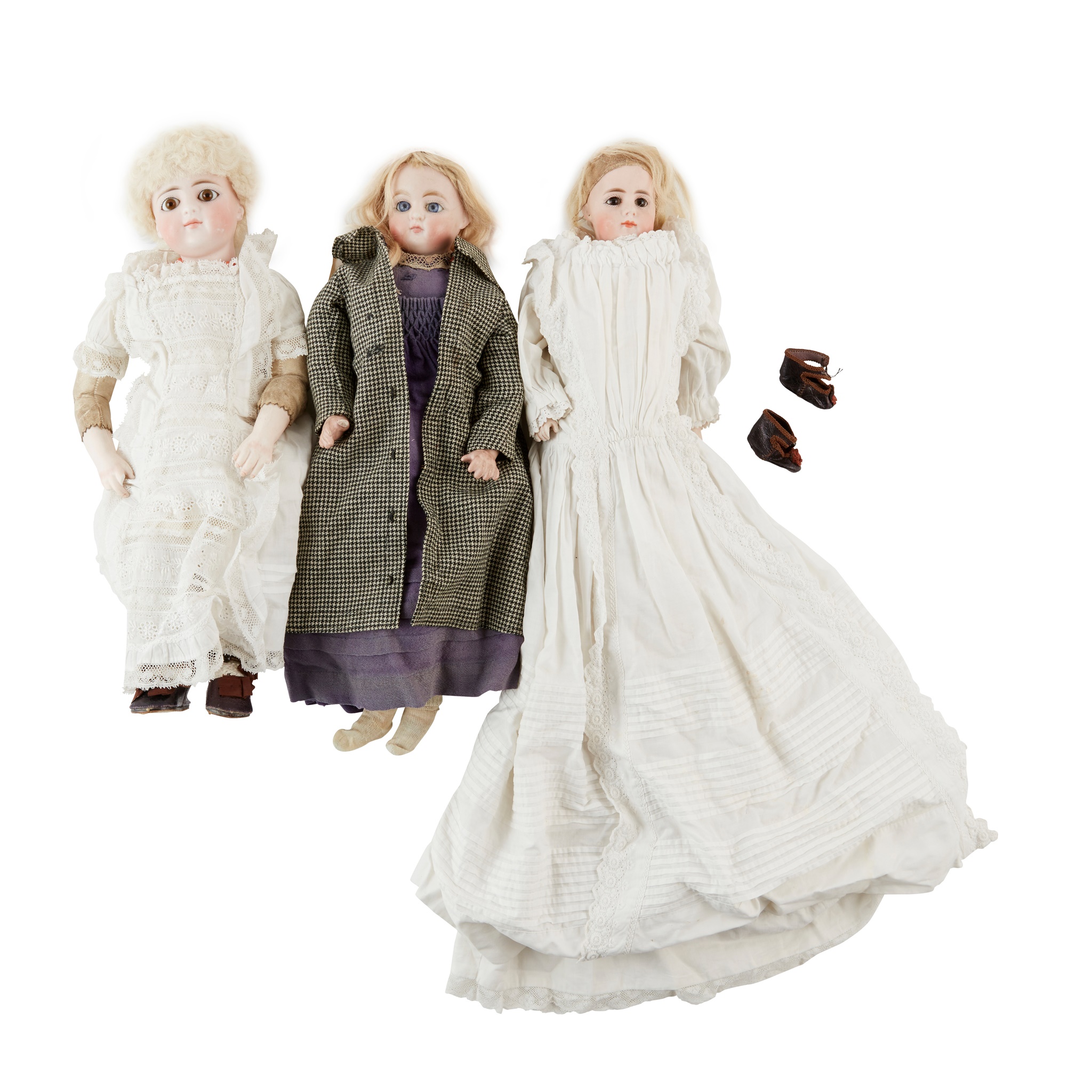 THREE BISQUE DOLLS